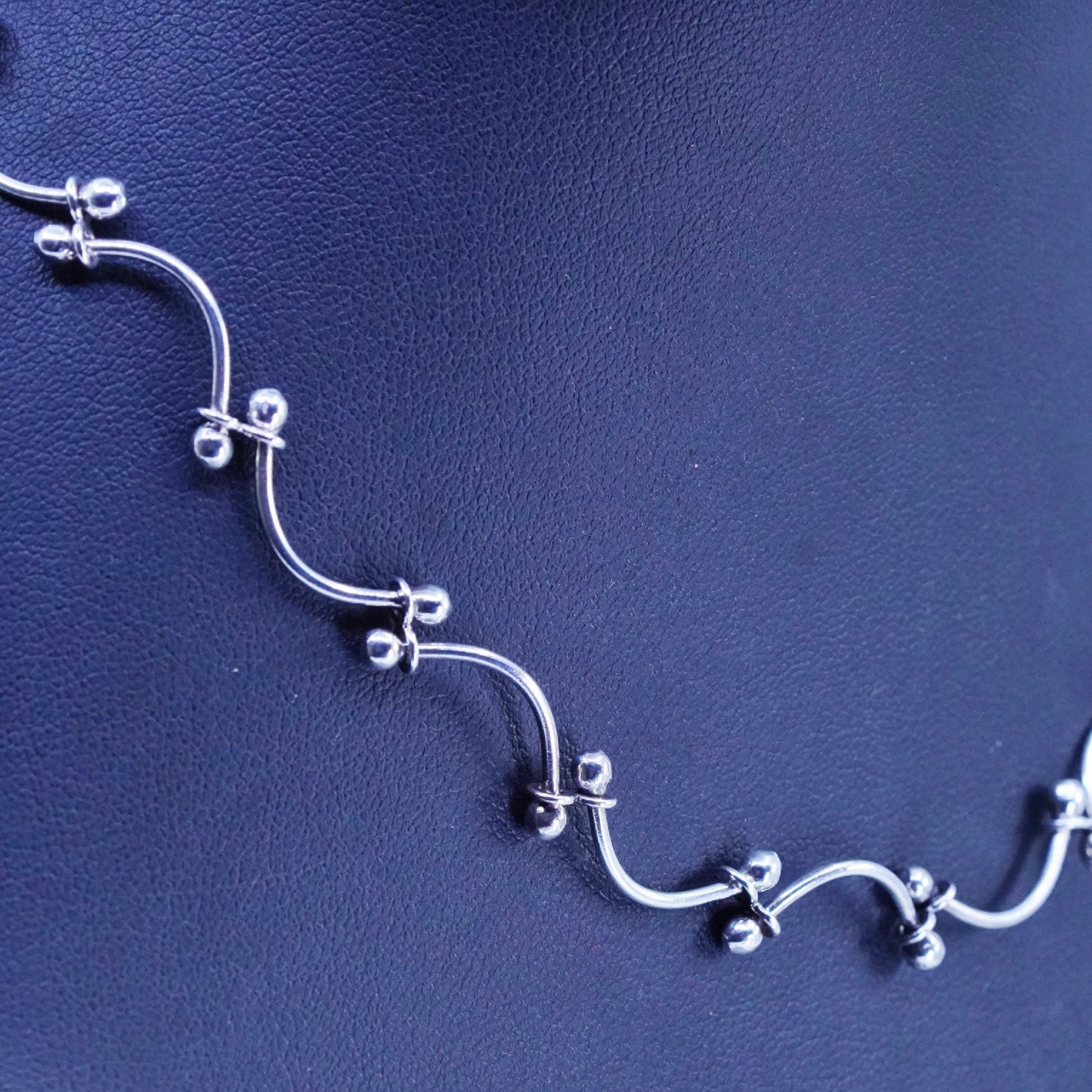 14+2", Vintage sterling silver chain with dna link, fine 925 silver necklace