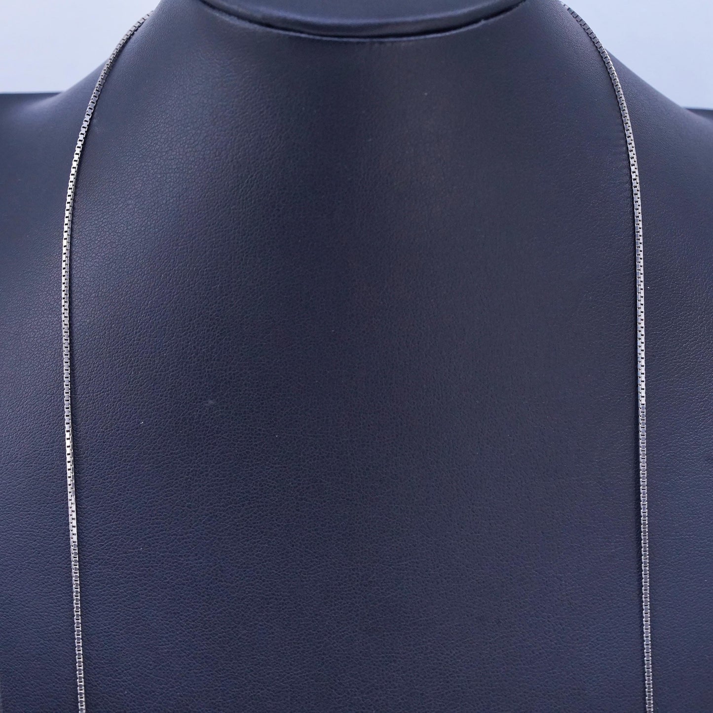 30" 1mm, vintage Italian Sterling 925 silver long box chain necklace
