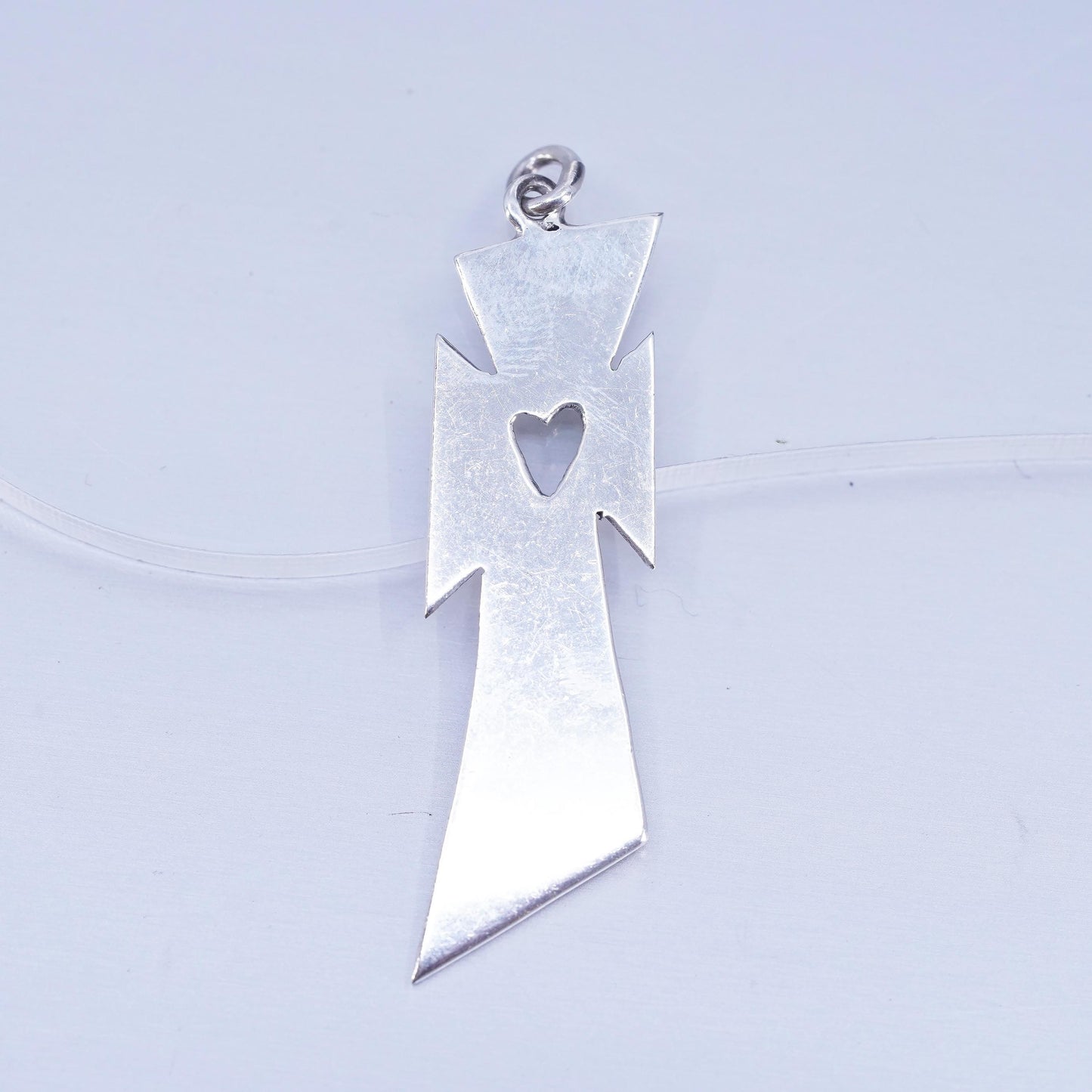 Vintage Native American Southwestern sterling 925 silver cross pendant heart
