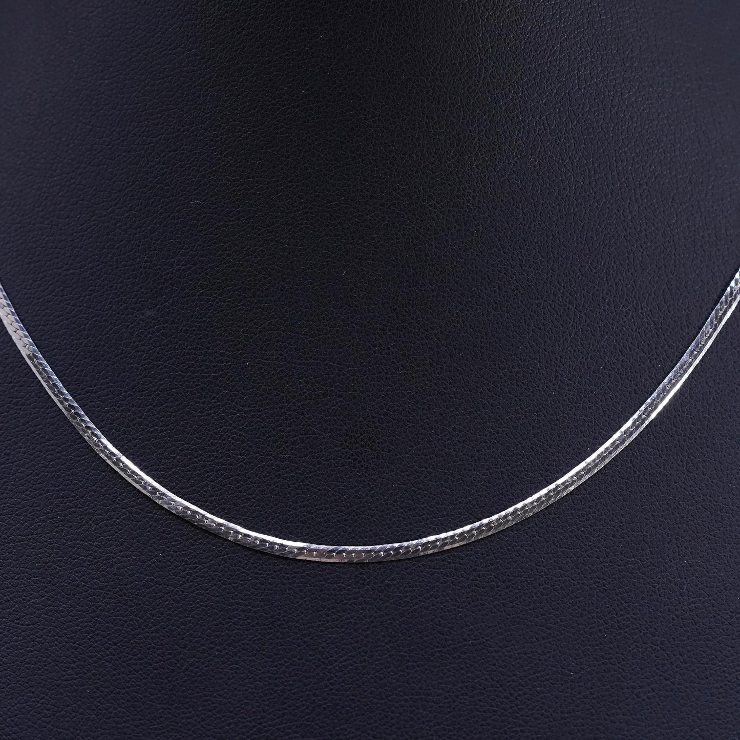16" 2mm, vintage Sterling silver handmade chain, 925 herringbone necklace