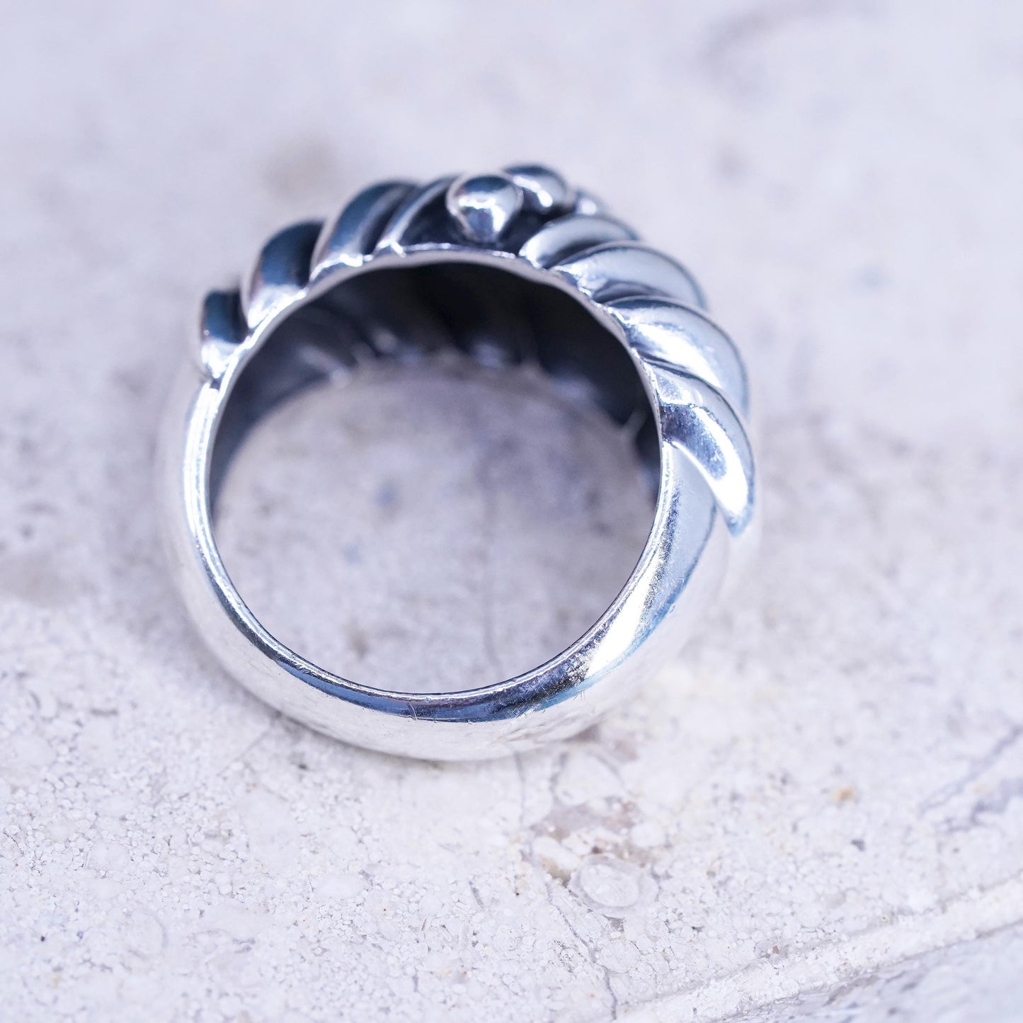 Size 7, VTG Silpada Sterling 925 Silver Beaded Dot Swirl Dome Band Ring Retired