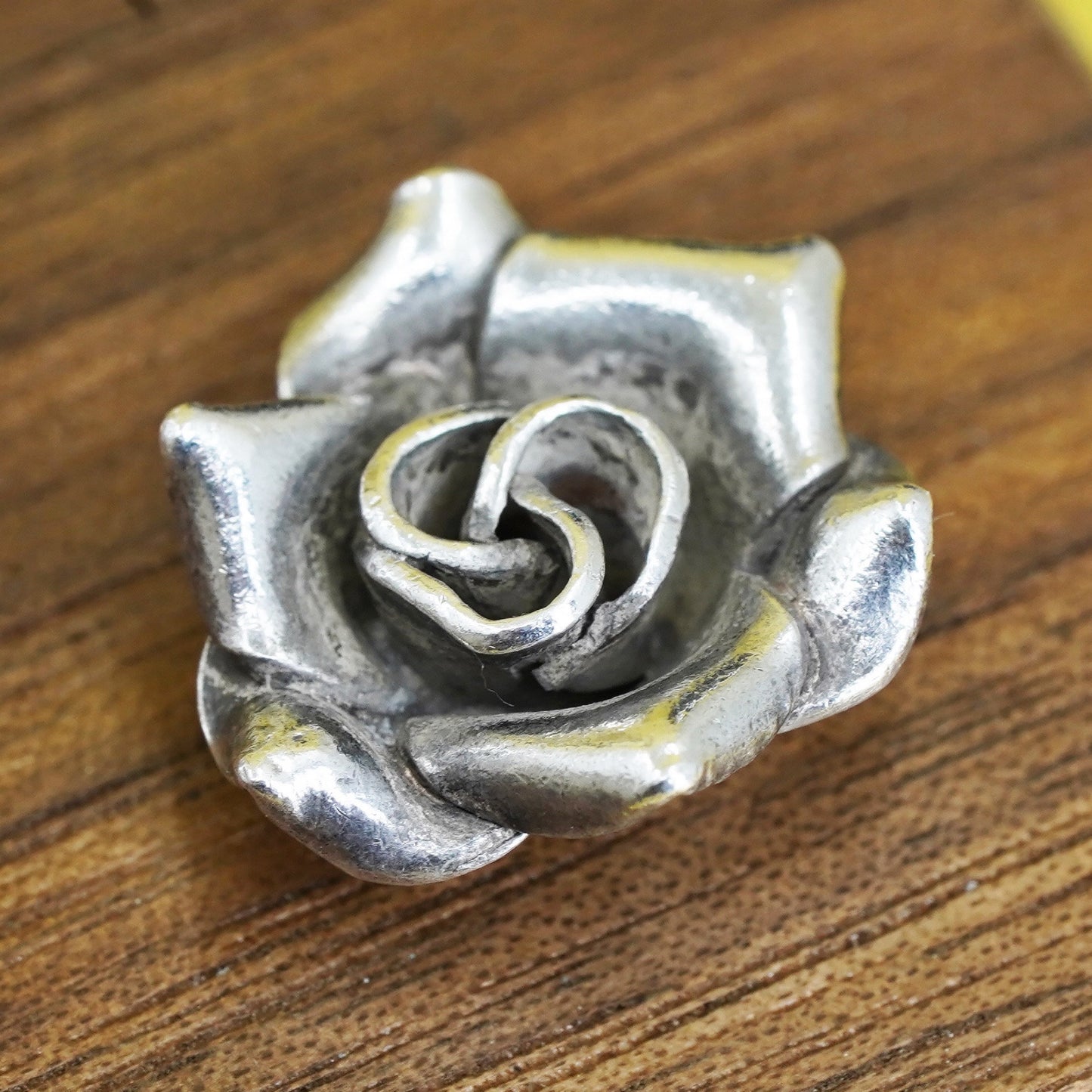 Vintage Sterling silver handmade pendant, mexico 925 rose flower details
