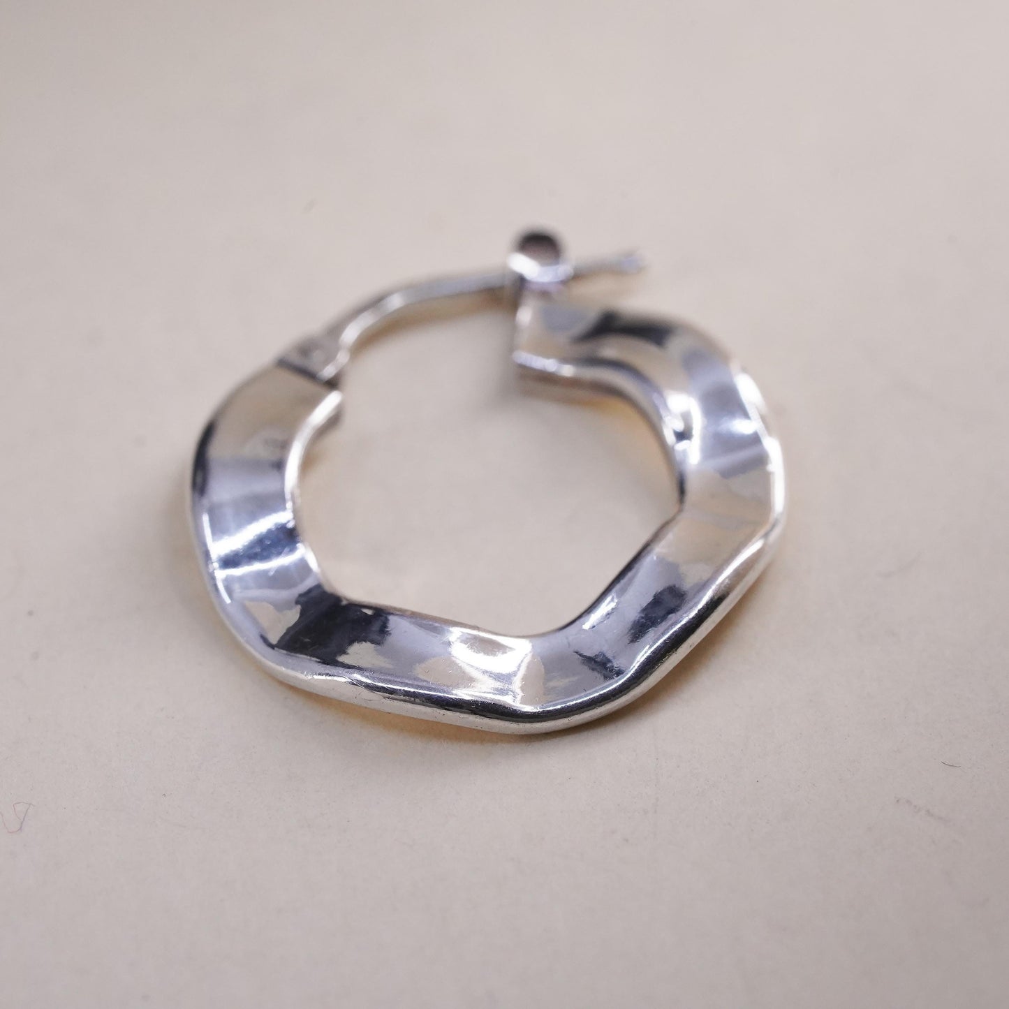 0.75", Vintage sterling silver loop single earring, fashion primitive hoop