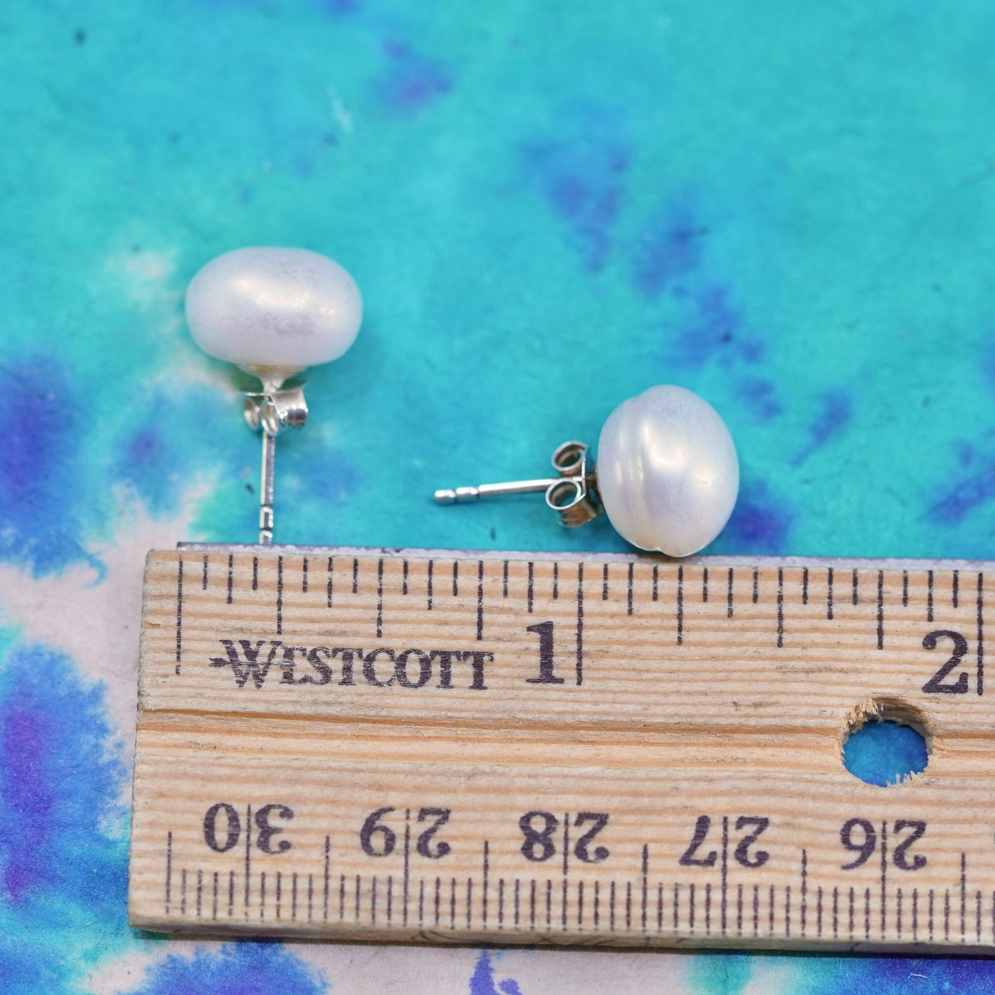 10mm, Sterling 925 silver with freshwater pearl studs earrings