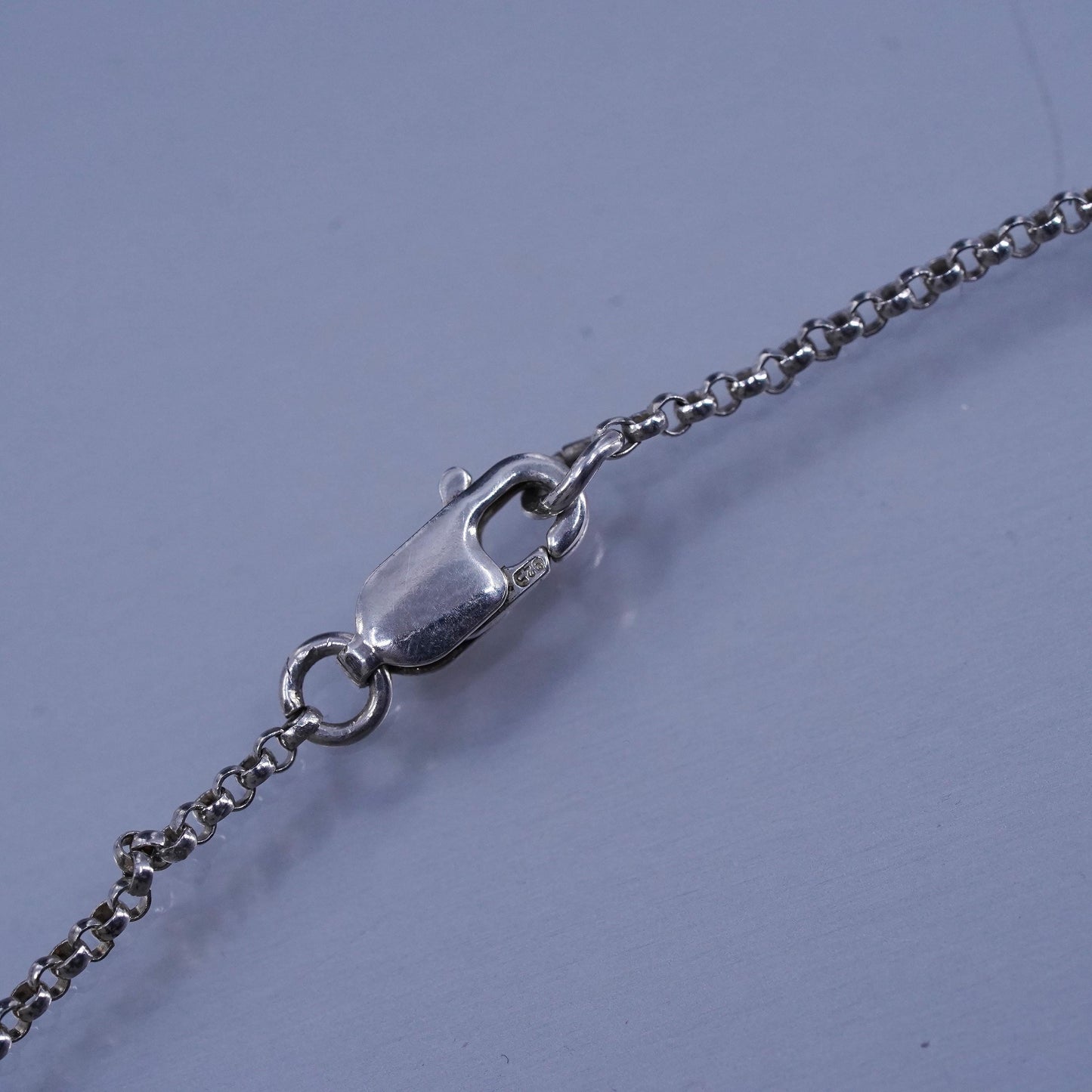 16”, southwestern Sterling 925 silver bead necklace two tone landscape pendant