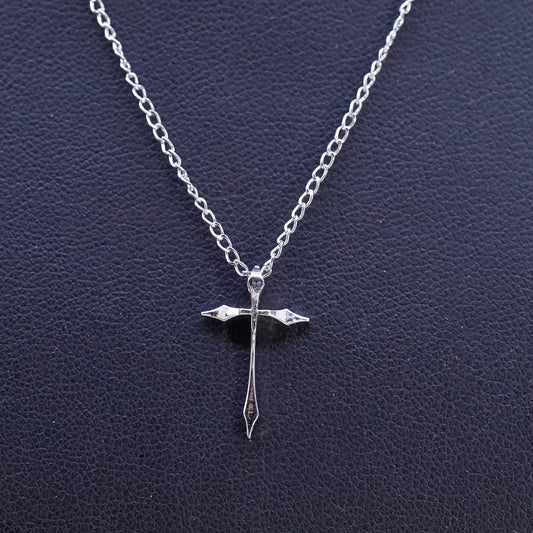 16", vintage Marvel Sterling silver necklace, 925 circle chain cross pendant