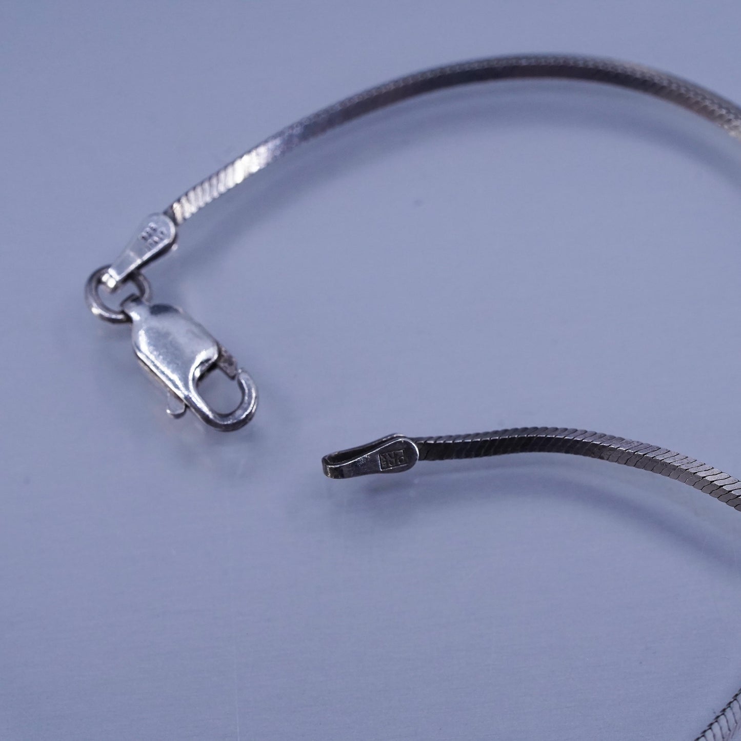 18” 1.6mm, vintage Sterling 925 silver square snake chain necklace