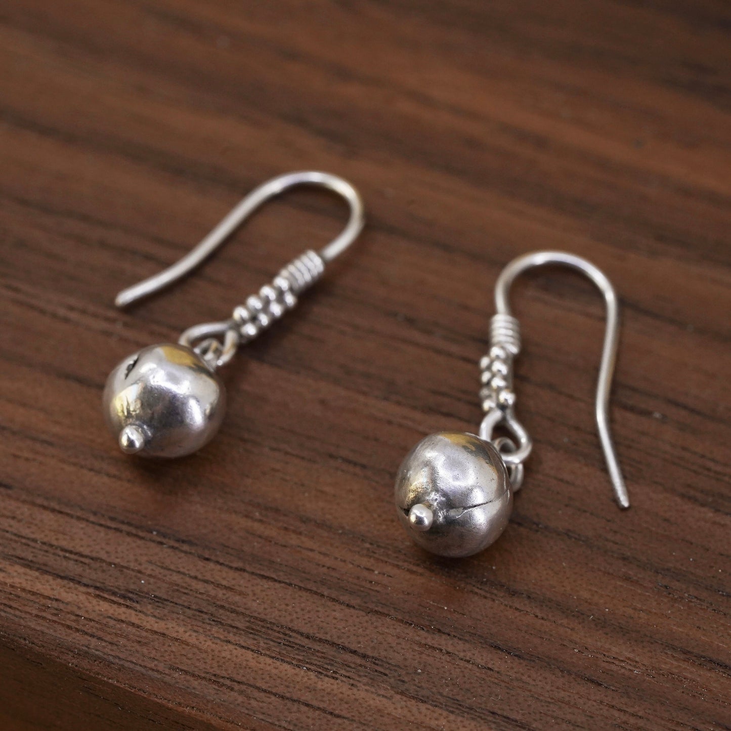 Vintage Sterling silver handmade earrings, 925 beads drops