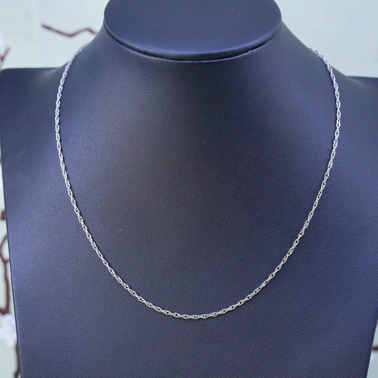 16”, 1mm, vintage Sterling silver necklace, 925 Singapore rope chain