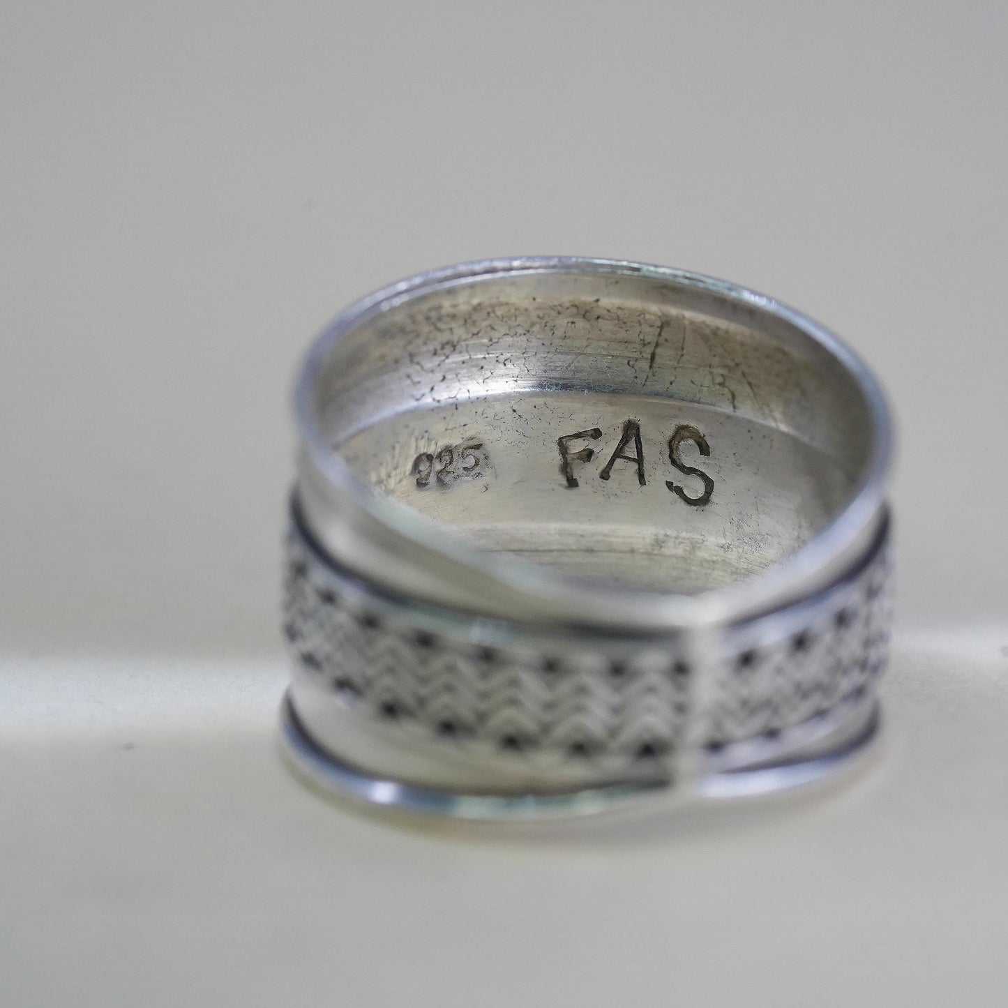 Size 6, Wide Vintage Sterling Silver Band Ring, Scroll Filigree, Unisex Jewelry