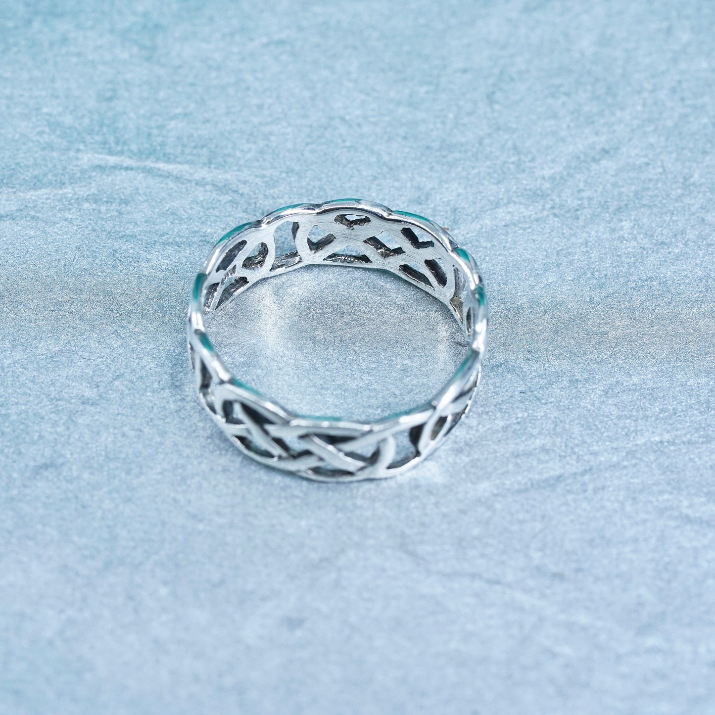 Size 9.5, southwestern Sterling 925 silver ring, woven braided textured band