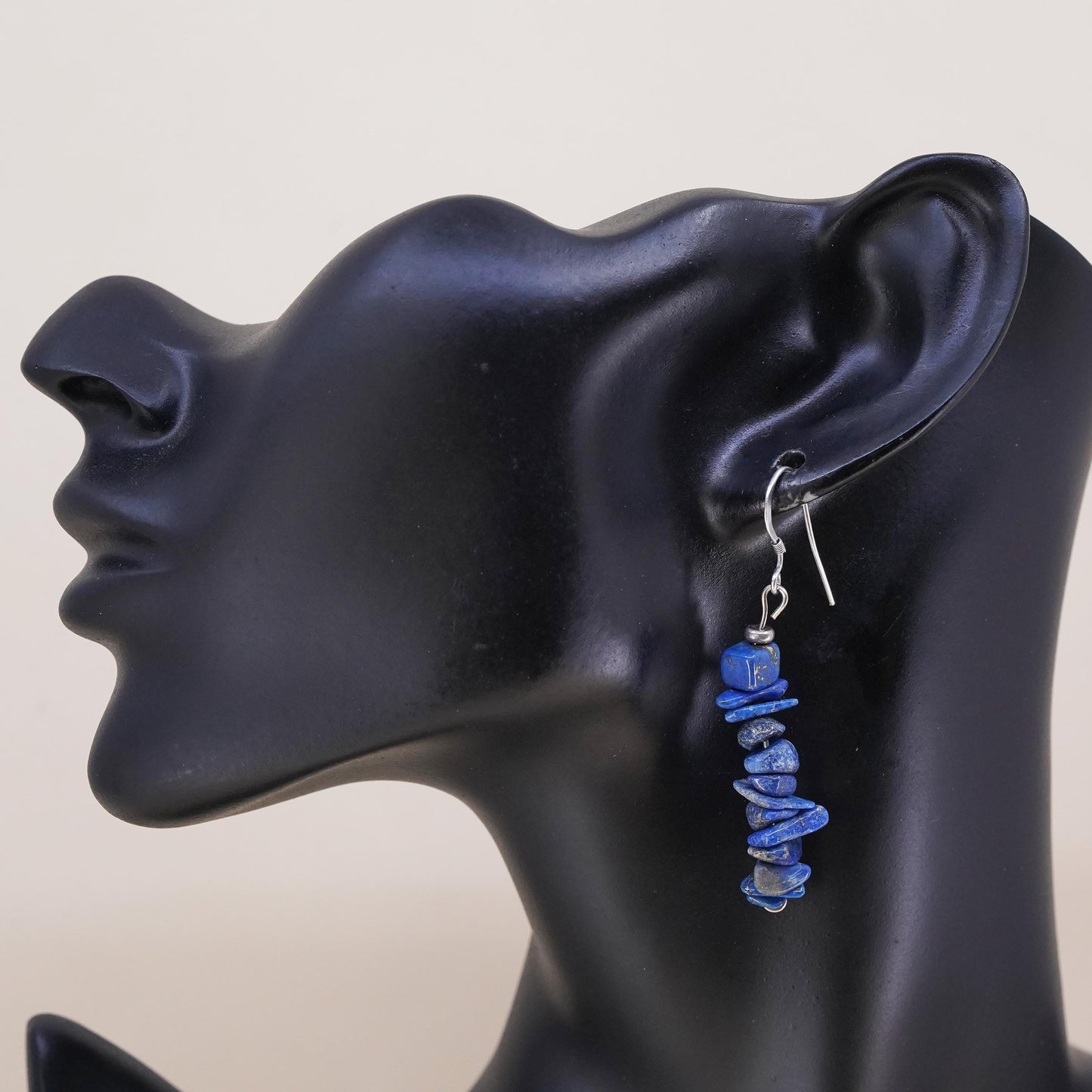Southwestern sterling silver 925 handmade single earring W/ lapis lazuli beads