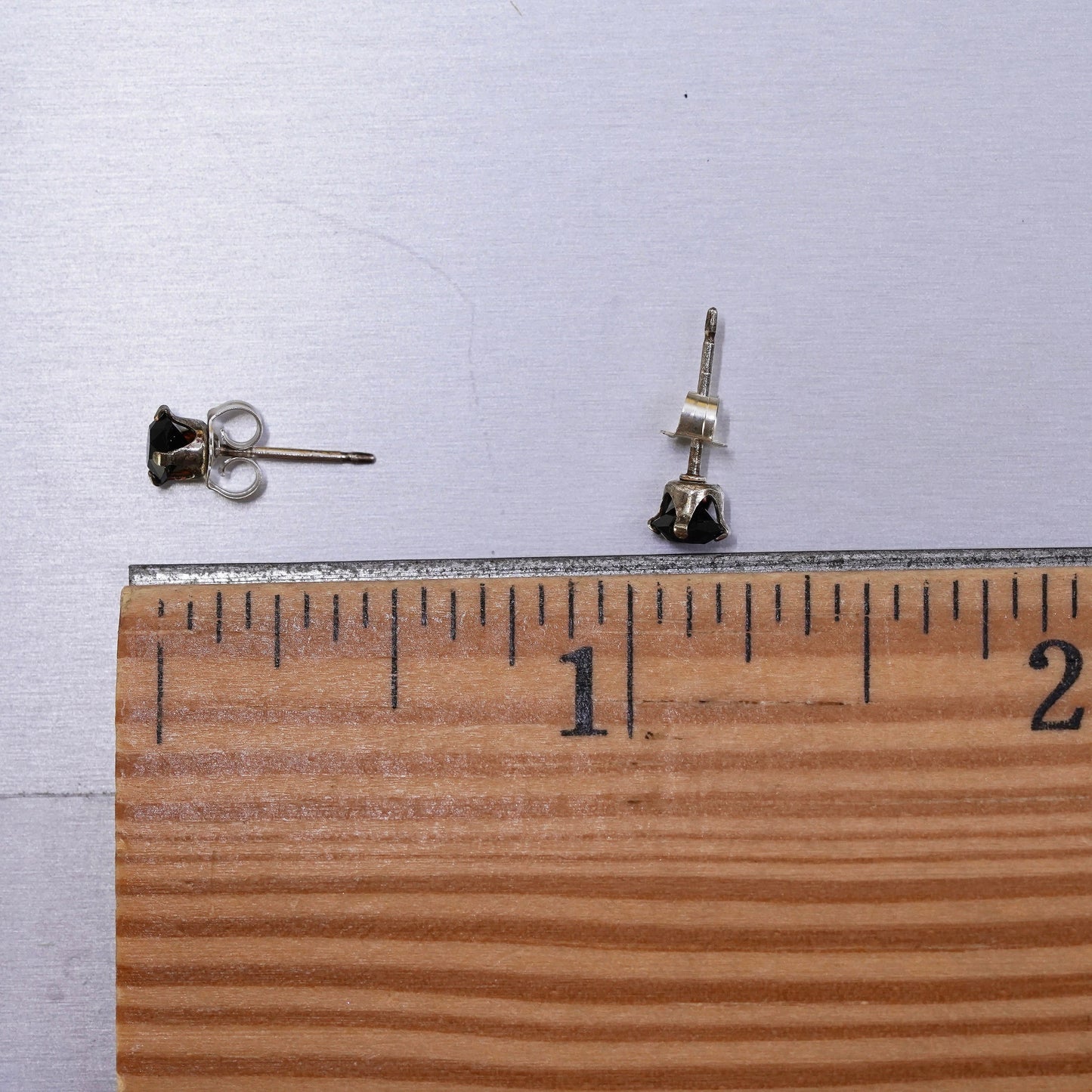 Vintage Sterling silver handmade earrings, 925 obsidian studs