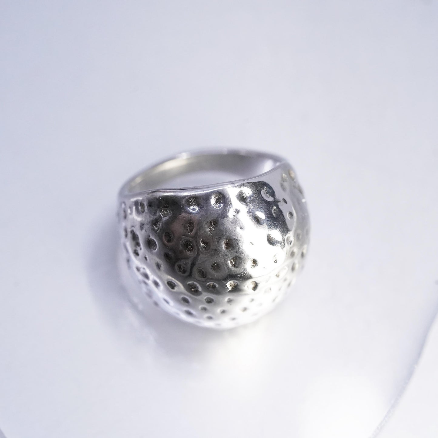 Size 7, Vintage puffy Sterling 925 Silver Beaded Dot Dome Band Ring