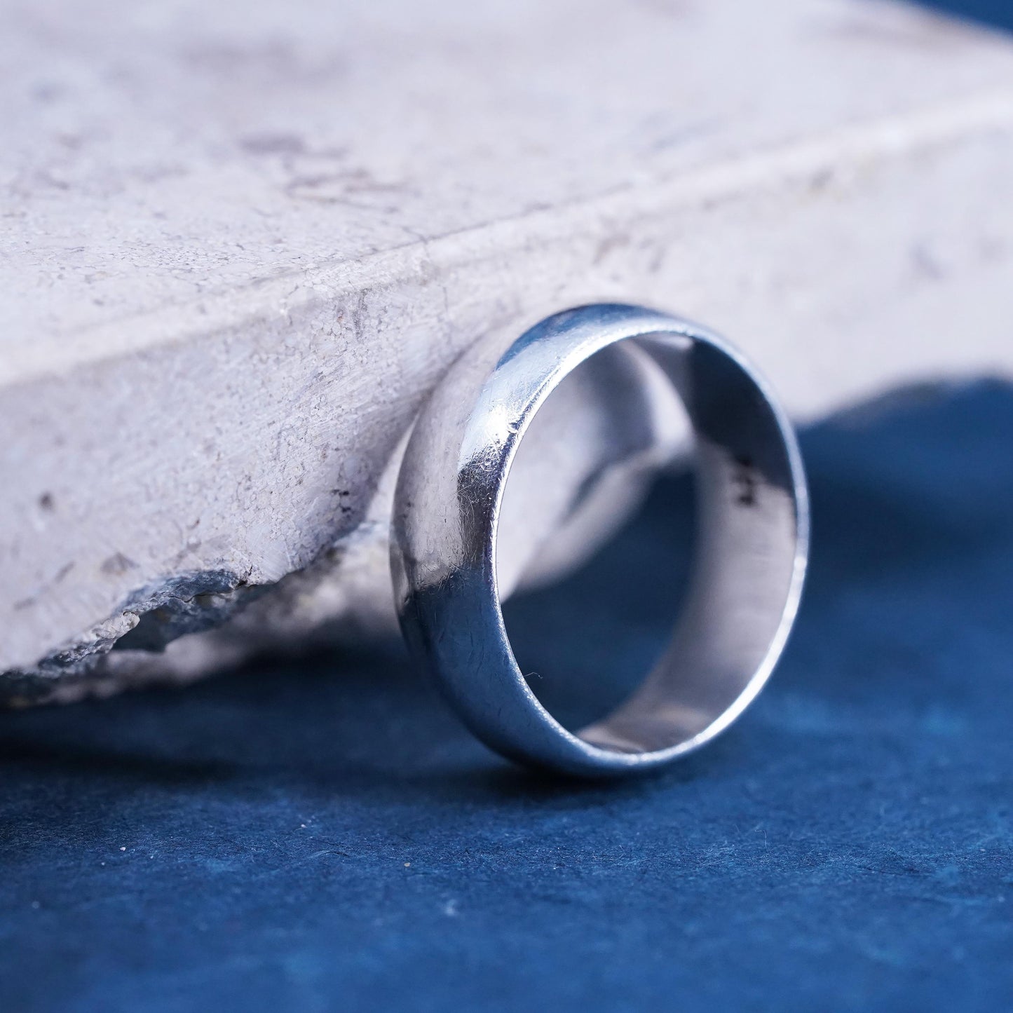 Size 7, vintage Sterling silver handmade ring, 925 wedding band