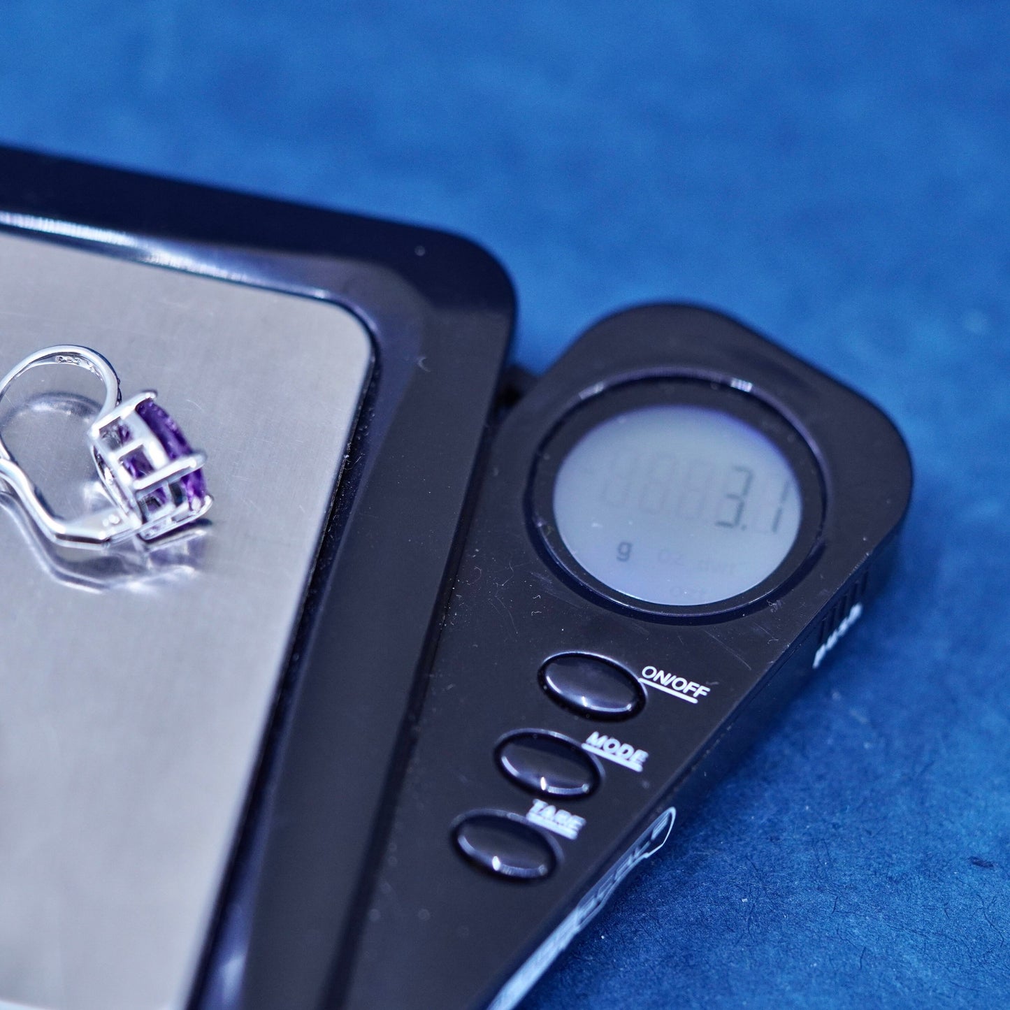 Vintage sterling 925 silver handmade earrings with amethyst