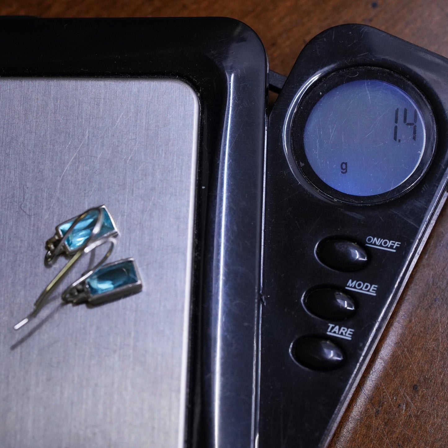Vintage sterling 925 silver handmade earrings with blue Crystal