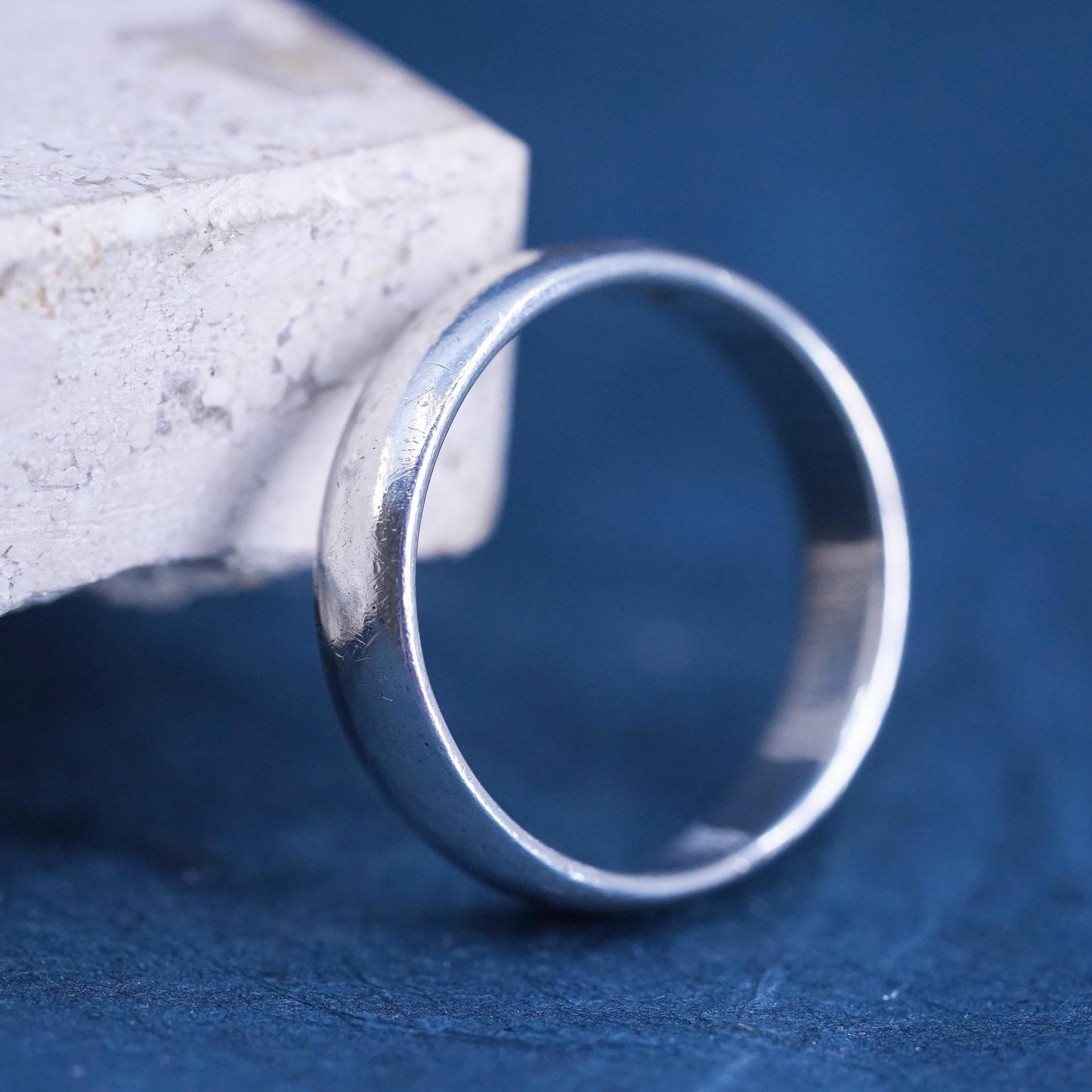 Size 8, vintage Sterling silver handmade ring, 925 wedding band
