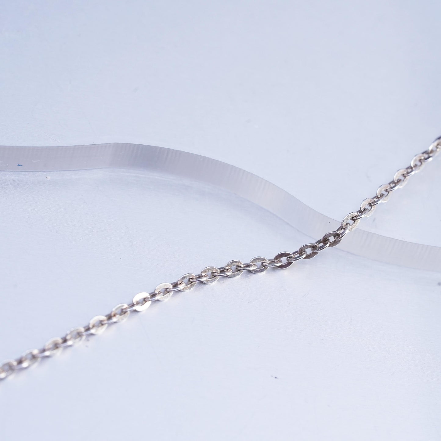 18" 2mm, vintage Italy Sterling 925 silver flatten circle chain necklace