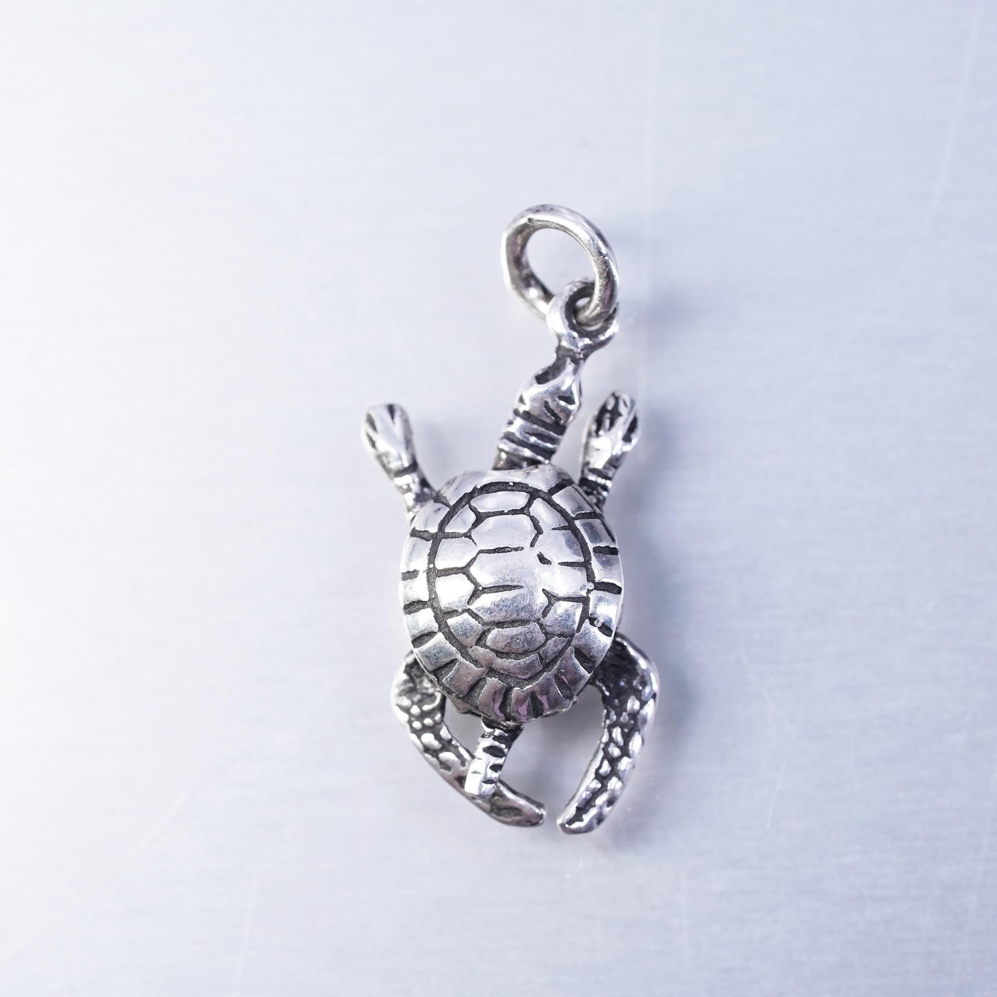 Vintage Sterling silver handmade 925 moving joints sea turtle charm pendant
