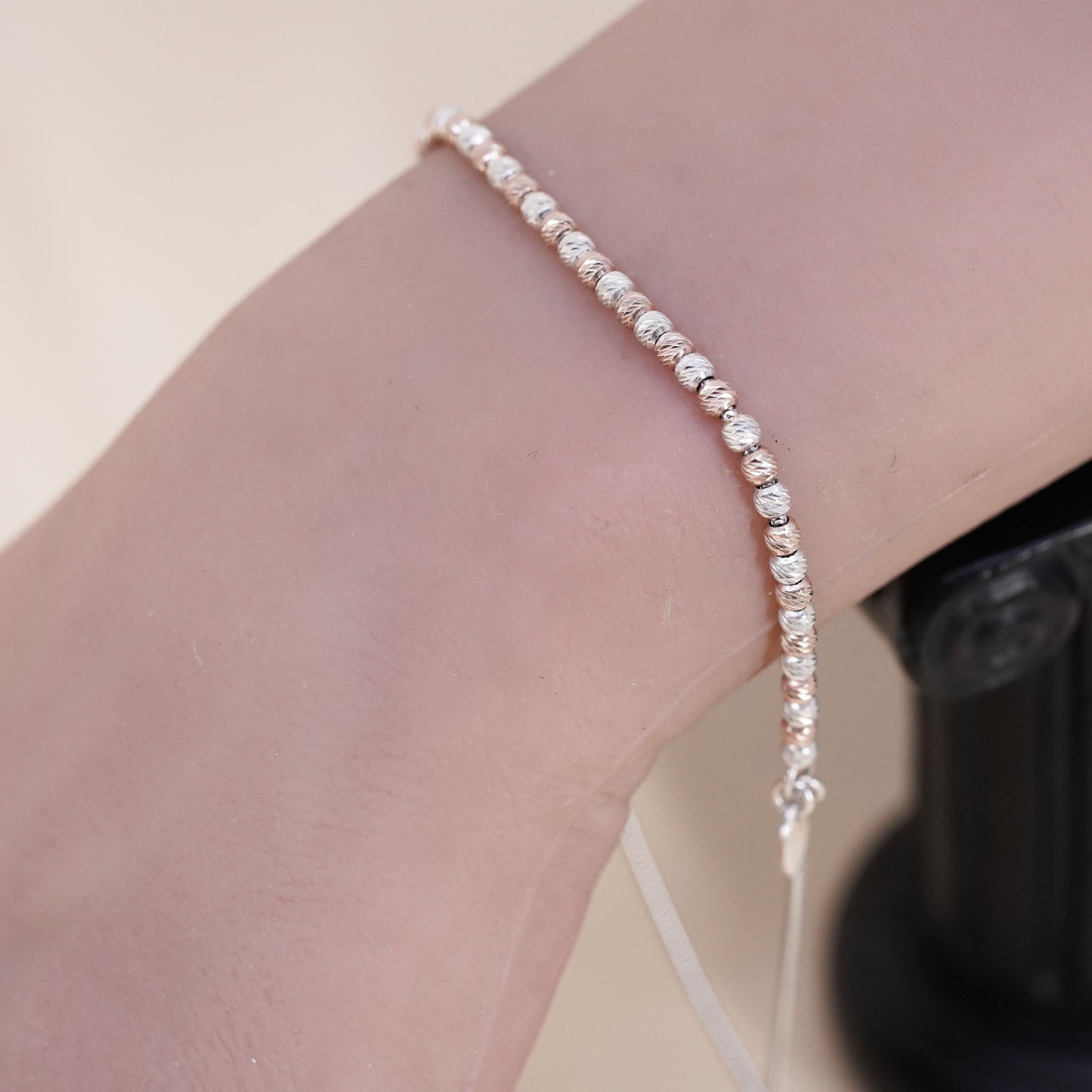 Dyadema Italian two tone sterling silver snake, 925 bracelet beads