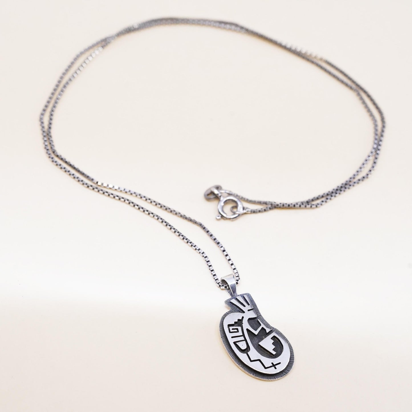 Native American Berra Tawahongva Sterling silver 925 necklace kokopelli pendant