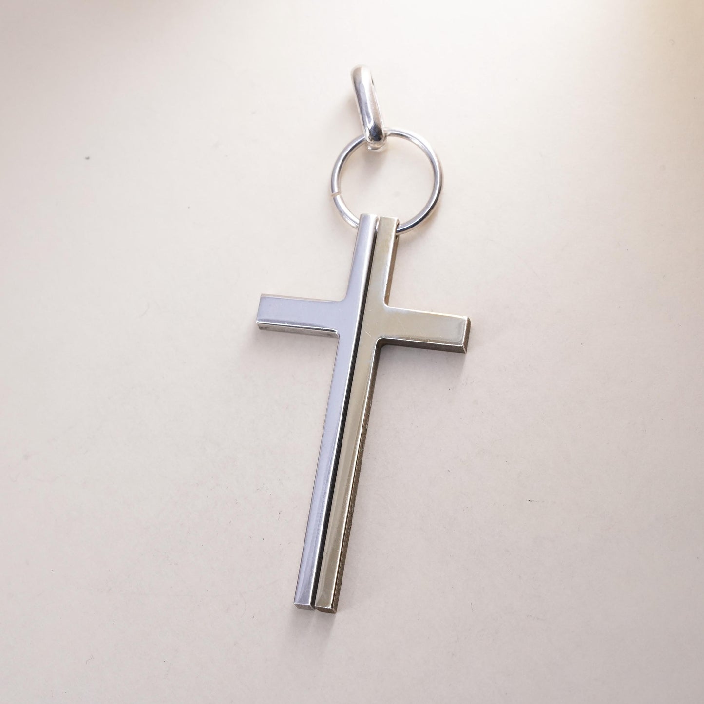 Vintage Italian Arezzo two tone sterling 925 silver split cross pendant