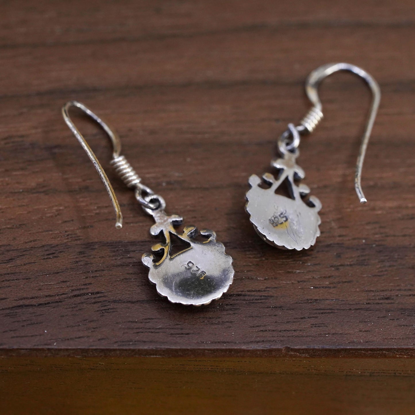 Vintage Sterling 925 silver handmade earrings with onyx and beads