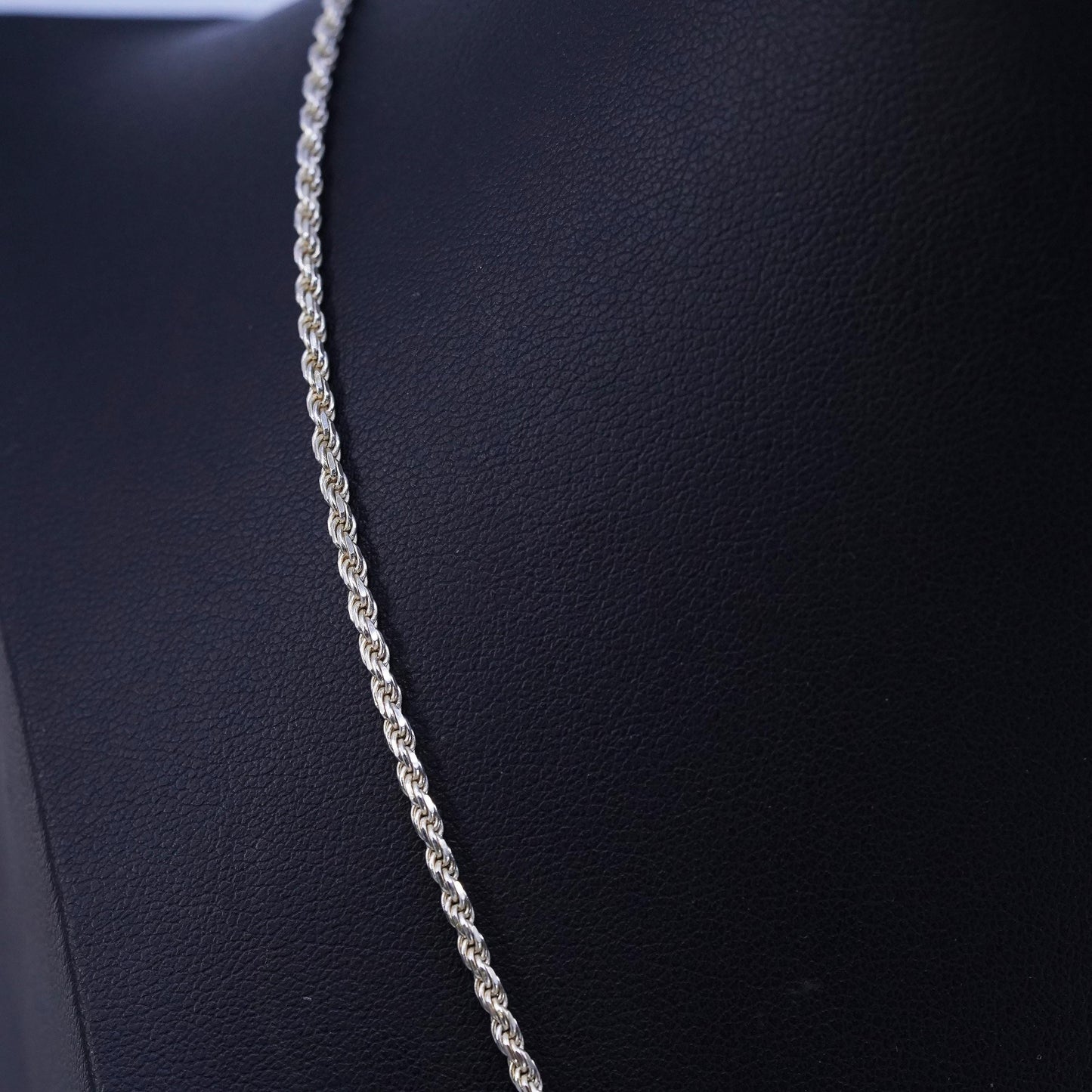 18” 2mm, vintage Italian Sterling 925 silver Singapore rope chain necklace