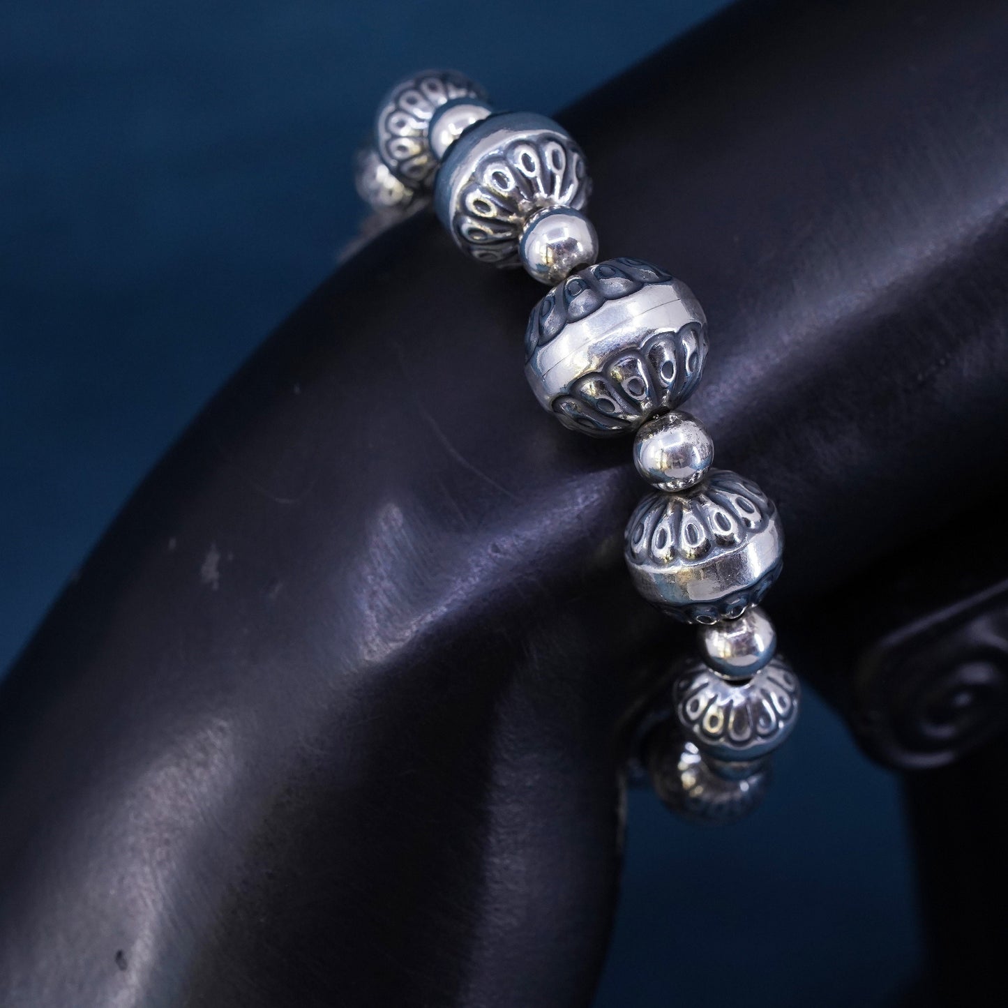 6", Carolyn Pollack Relios sterling silver bracelet, 925 silver bangle beads