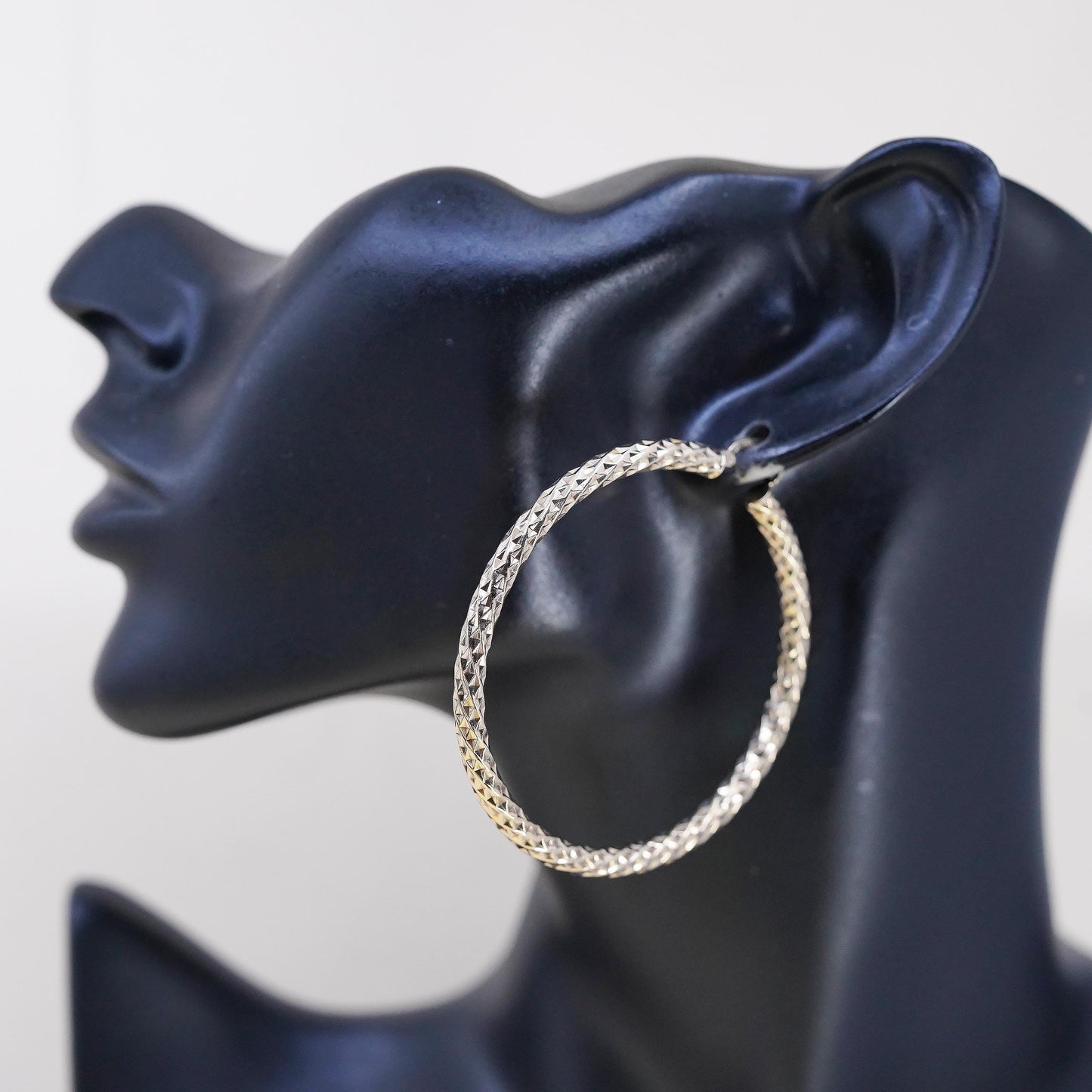 2.25”, Italian Vior yellow gold plated sterling silver 925 hoops earrings