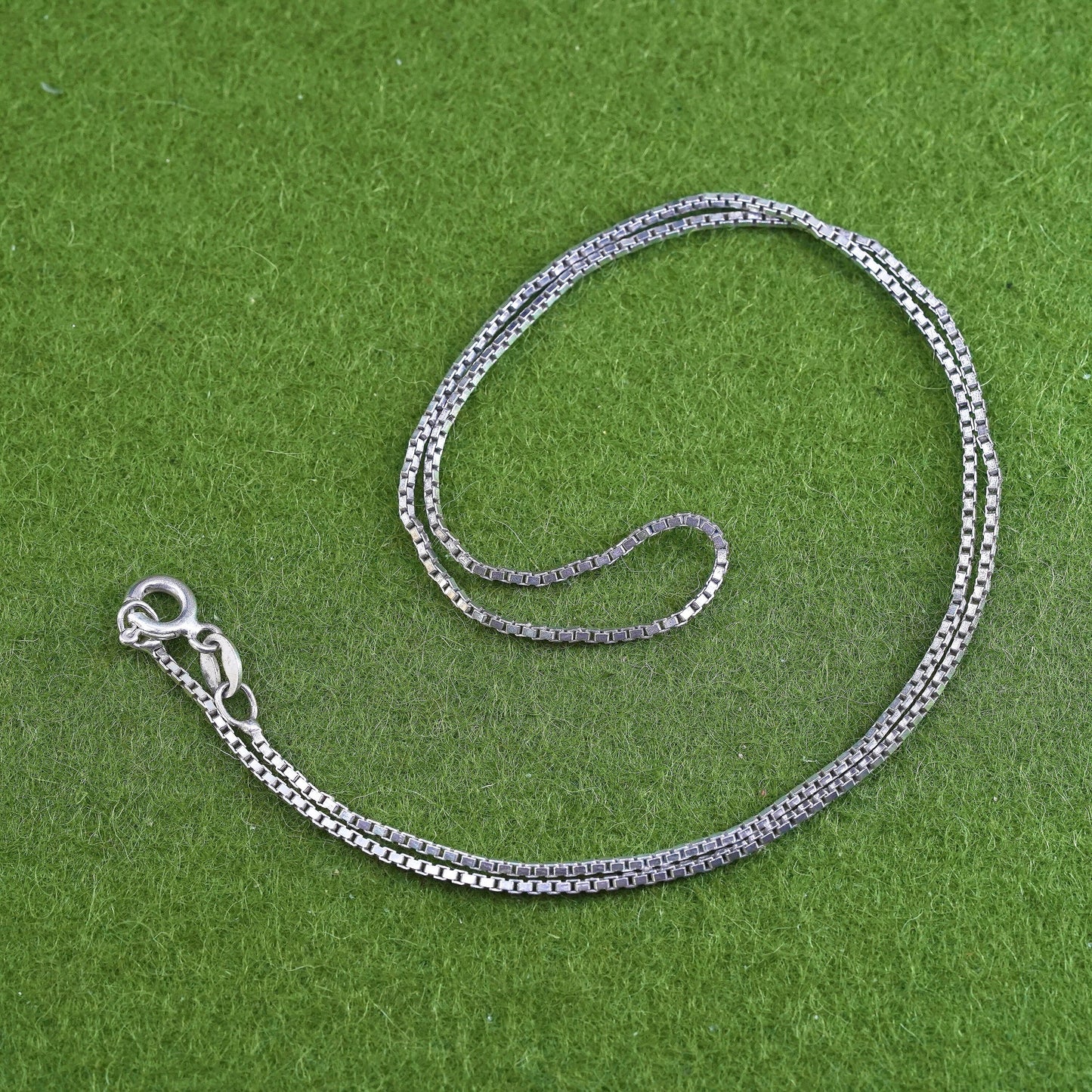 17” 1.4mm, Vintage Italian sterling 925 silver box chain, necklace