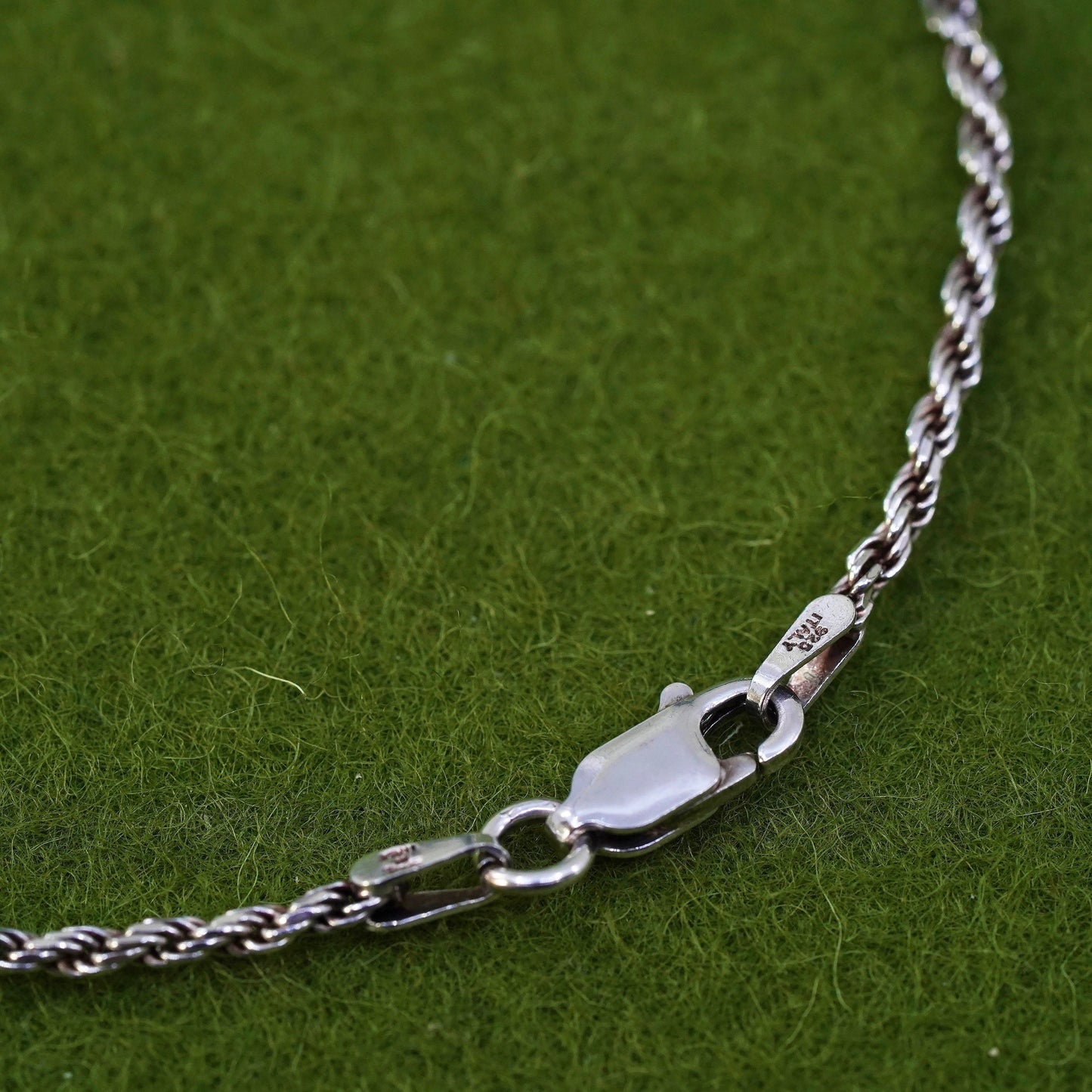 7.5", 2mm, Vintage sterling 925 silver Italy rope chain bracelet