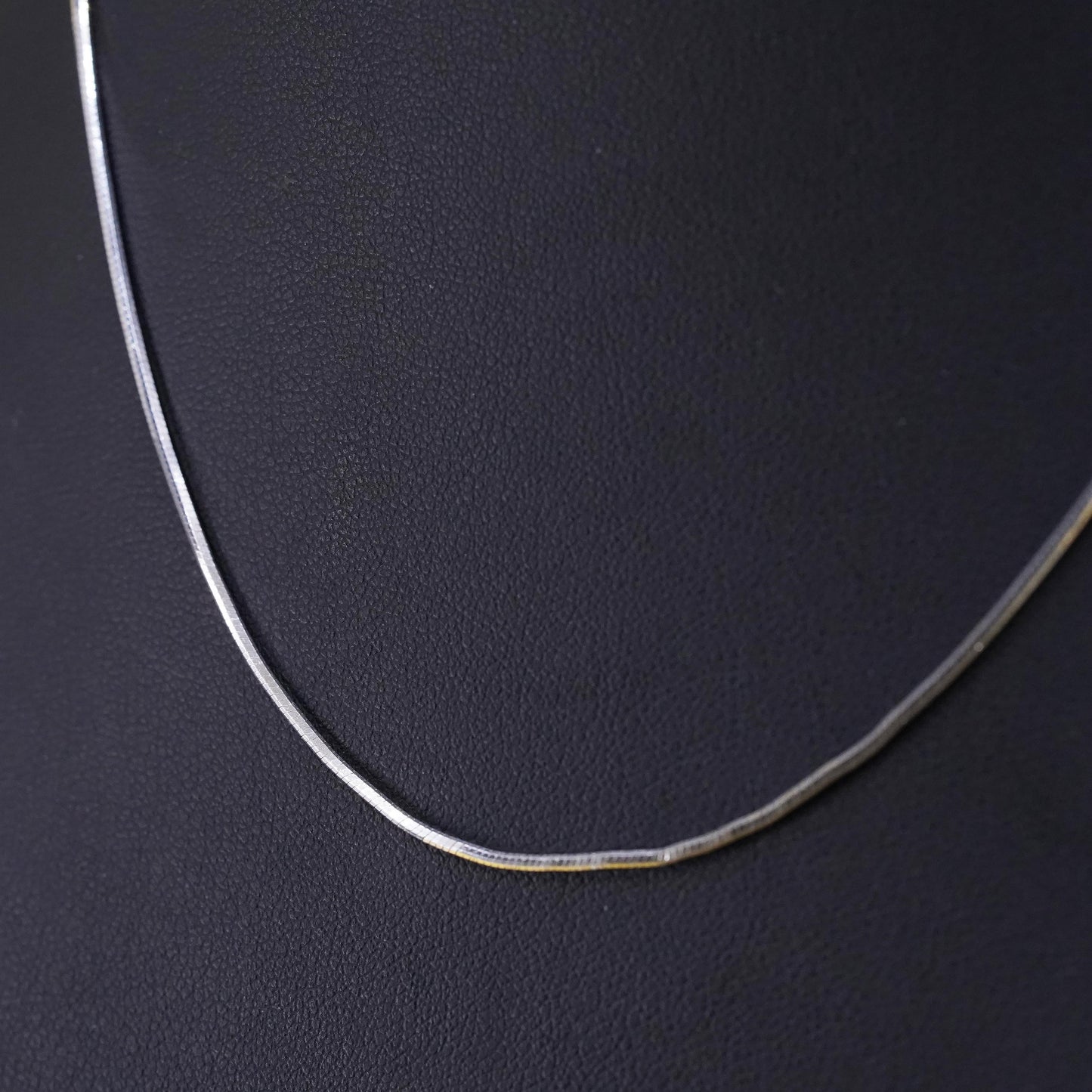 16" 1mm, vintage Sterling silver necklace, Italy 925 square snake chain
