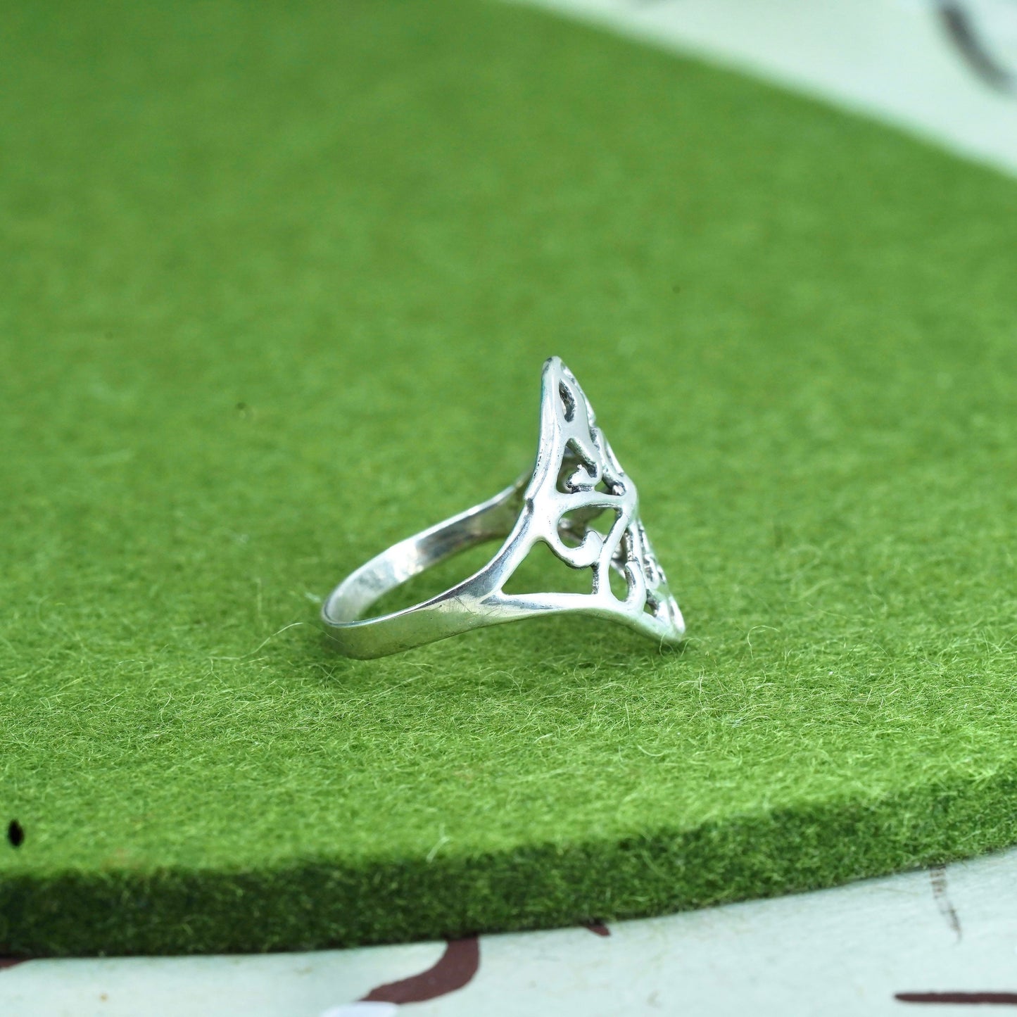 Size 5.75, Vintage sterling silver handmade wired ring, 925 filigree band