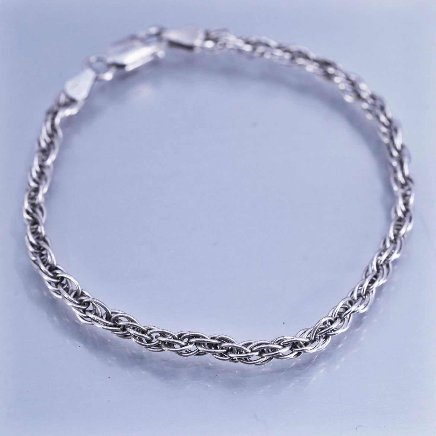 7”, vintage Italian Milor Sterling 925 silver bracelet, Singapore rope chain