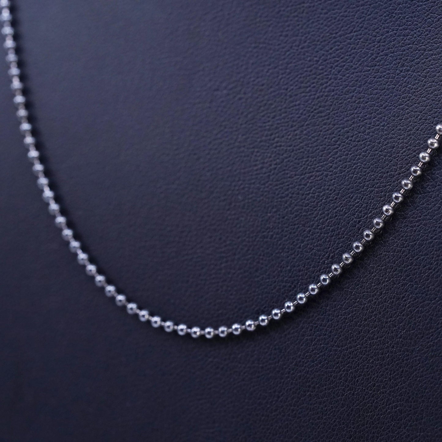 20" 1mm, vintage Italian IBB Sterling 925 silver oxidized chain necklace beads