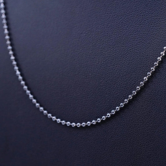 20" 1mm, vintage Italian IBB Sterling 925 silver oxidized chain necklace beads