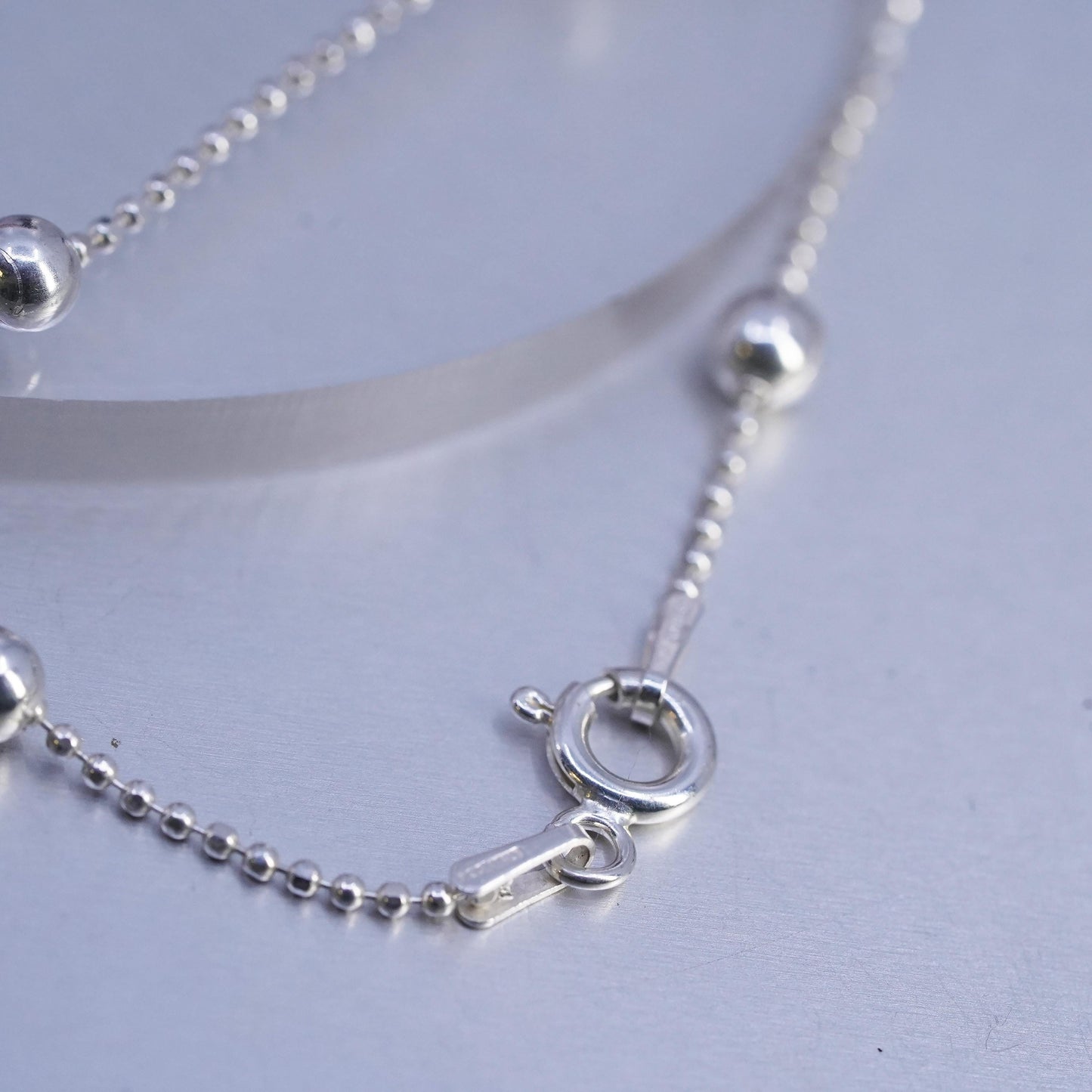 7", vintage Italian Sterling 925 silver circle bracelet with beads