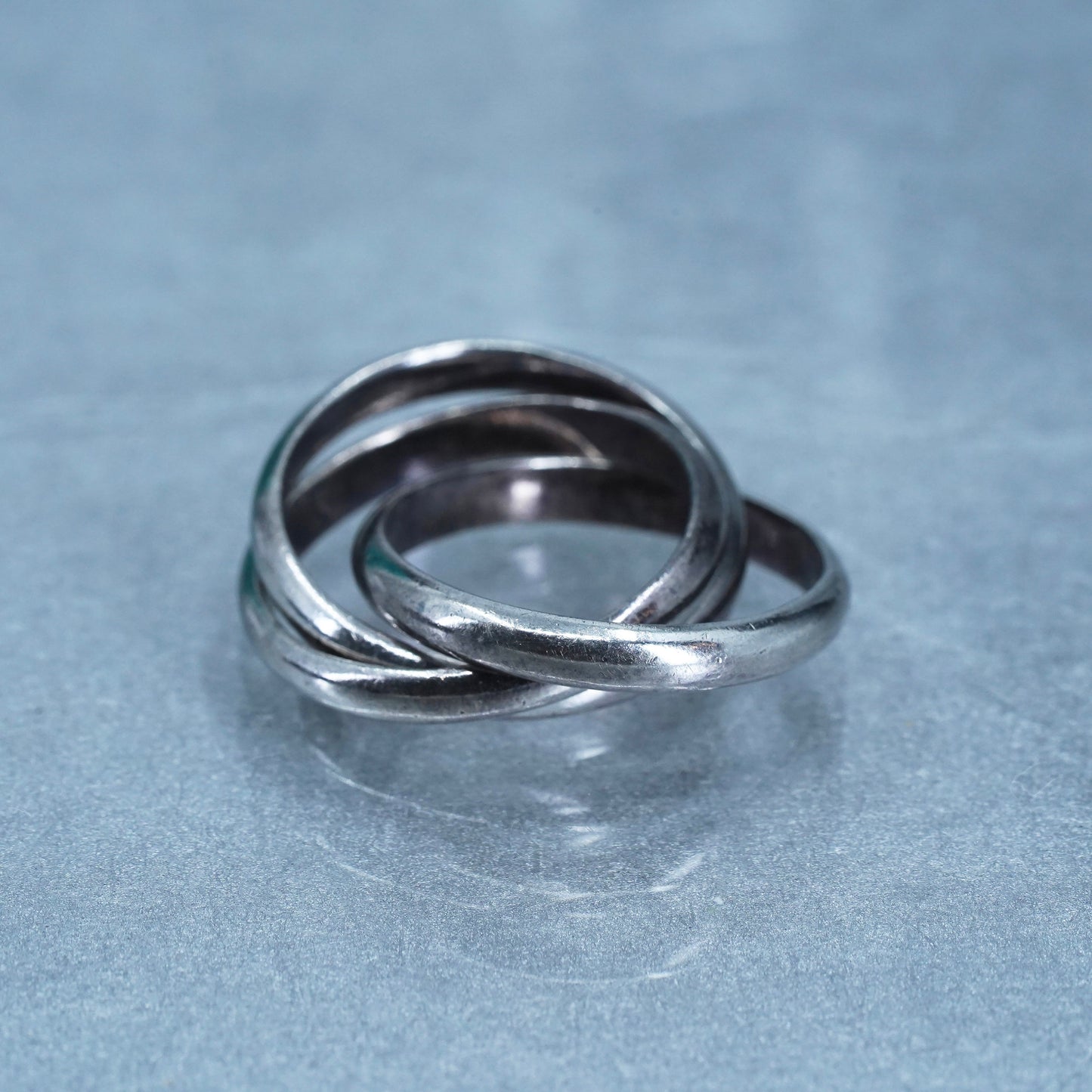Size 5, vintage southwestern Sterling 925 silver wedding entwined ring, band