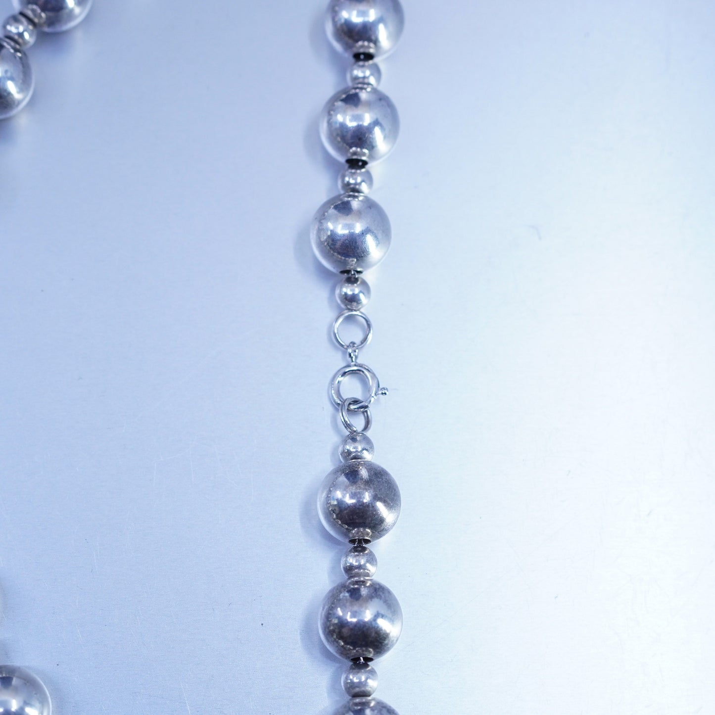 18” 14mm, vintage Sterling 925 silver handmade huge bead chain necklace