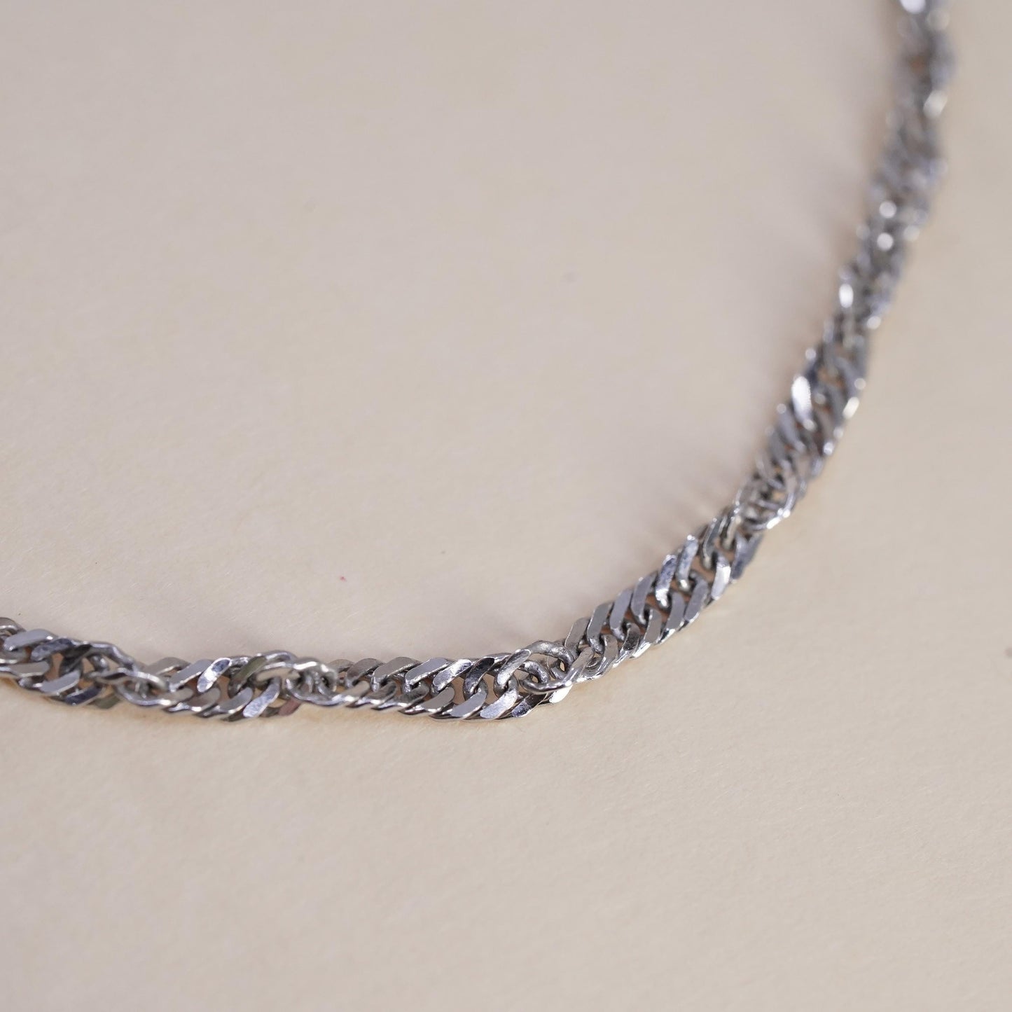 7", 2mm, Vintage Milor sterling silver bracelet, twisted curb link bracelet