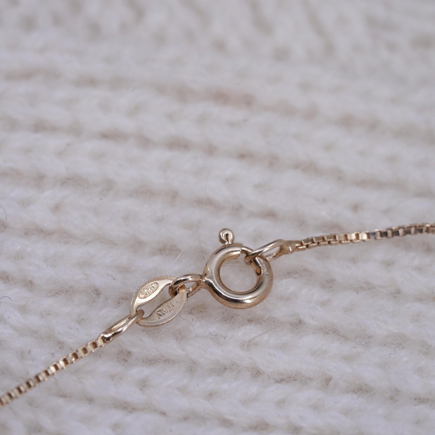 18”, 1mm, Vintage vermeil gold over sterling 925 silver box chain, necklace