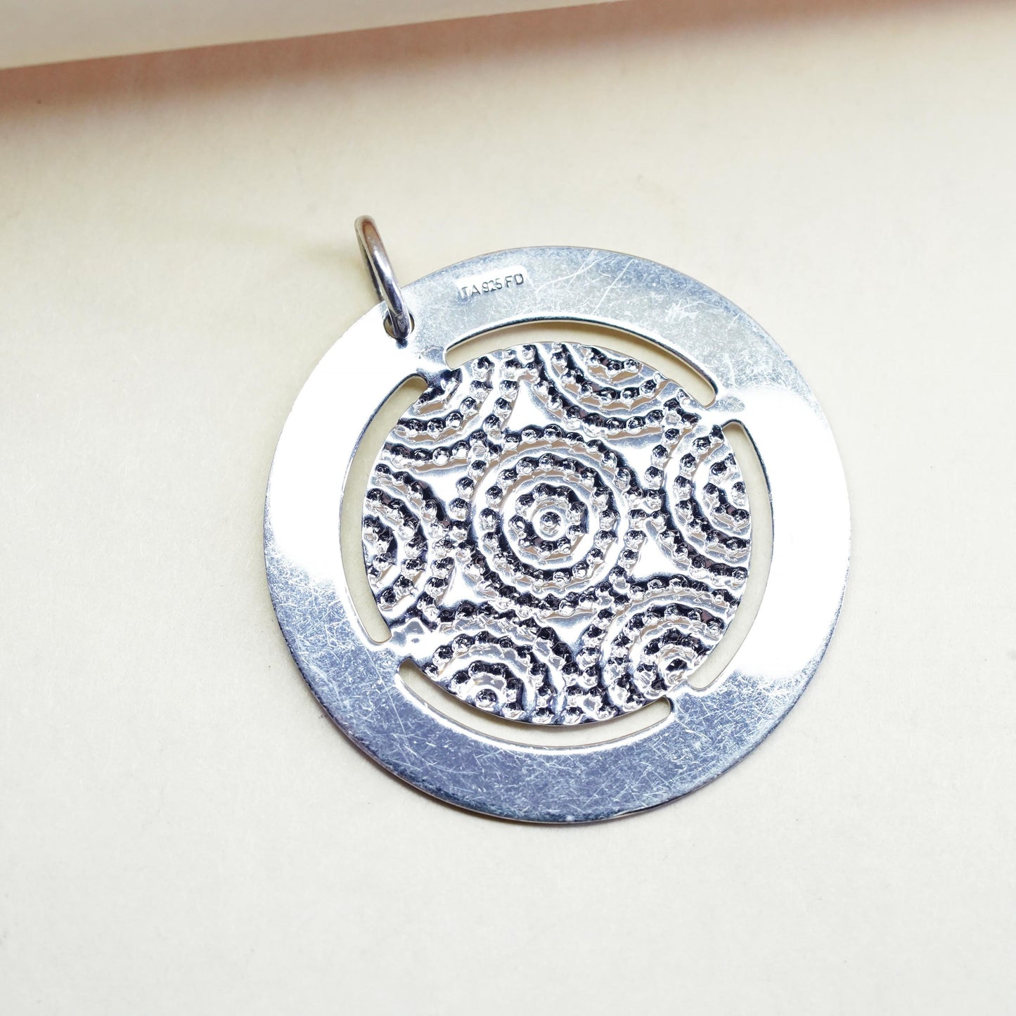 Vintage Italian soccer sterling silver charm, 925 silver football, soccer tag