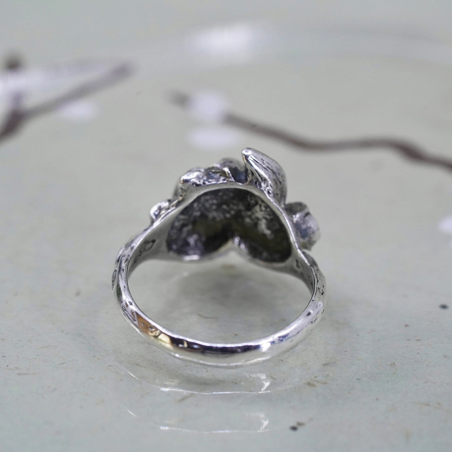 Size 6, vintage southwestern Sterling 925 silver handmade rose ring