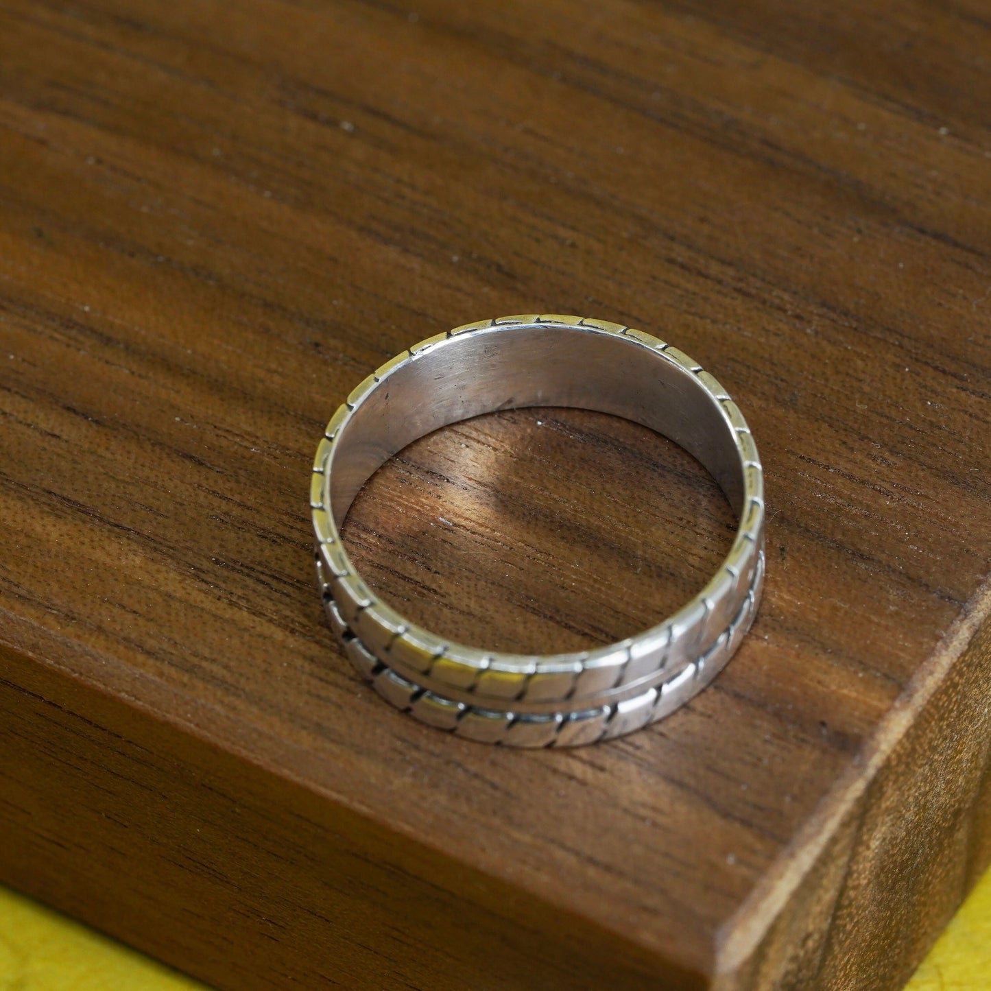 Size 8.5, vintage sterling silver handmade ring, 925 stackable textured band