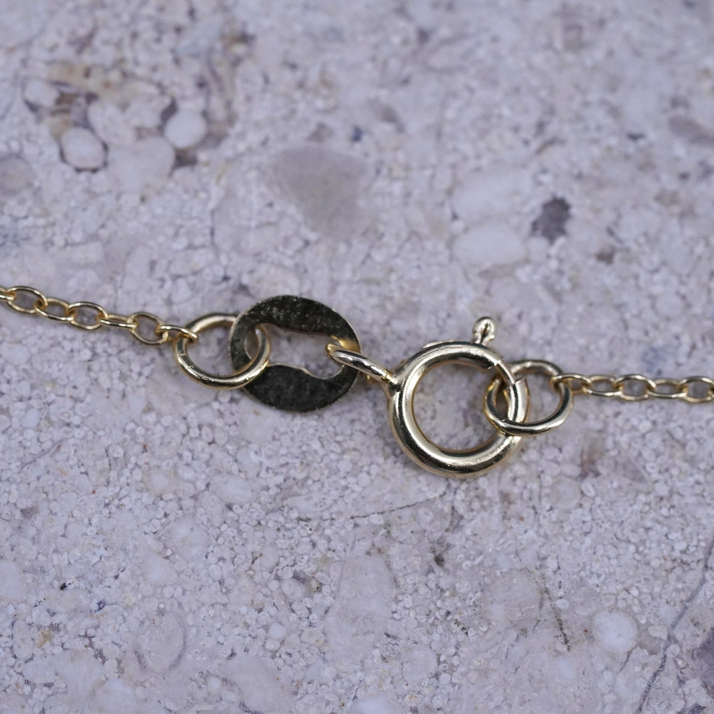 18”, Vintage vermeil gold over Sterling 925 silver circle necklace topaz cross