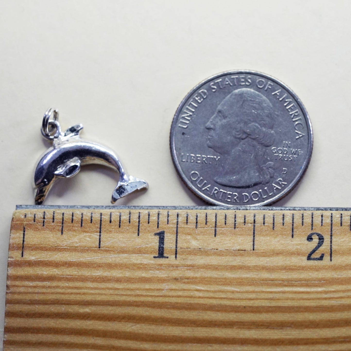 Vintage sterling silver dolphin pendant, 925 charm