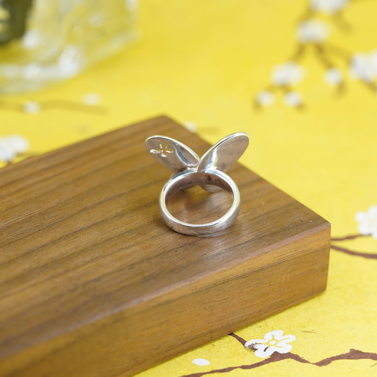 Size 6, Vintage Sterling silver handmade ring, modern 925 butterfly band