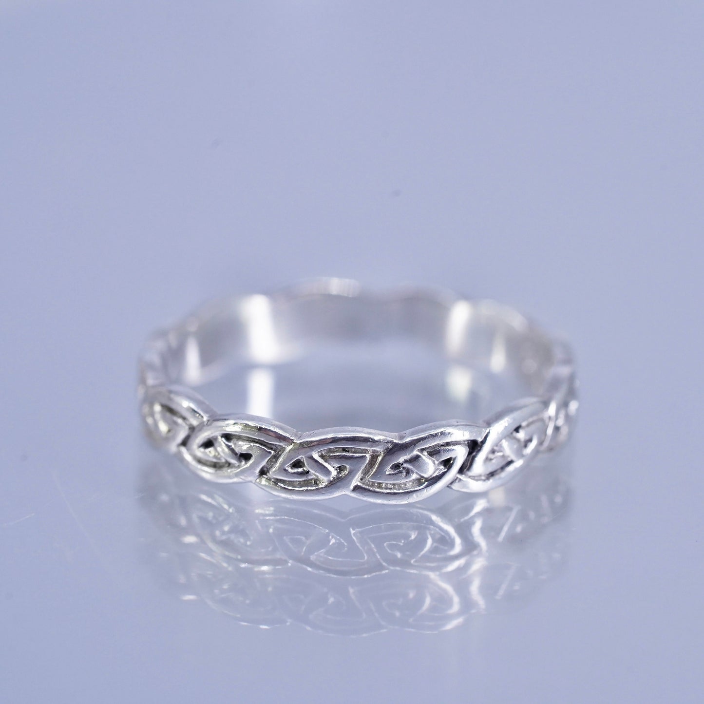 Size 9.5, southwestern Sterling 925 silver ring, woven braided textured band